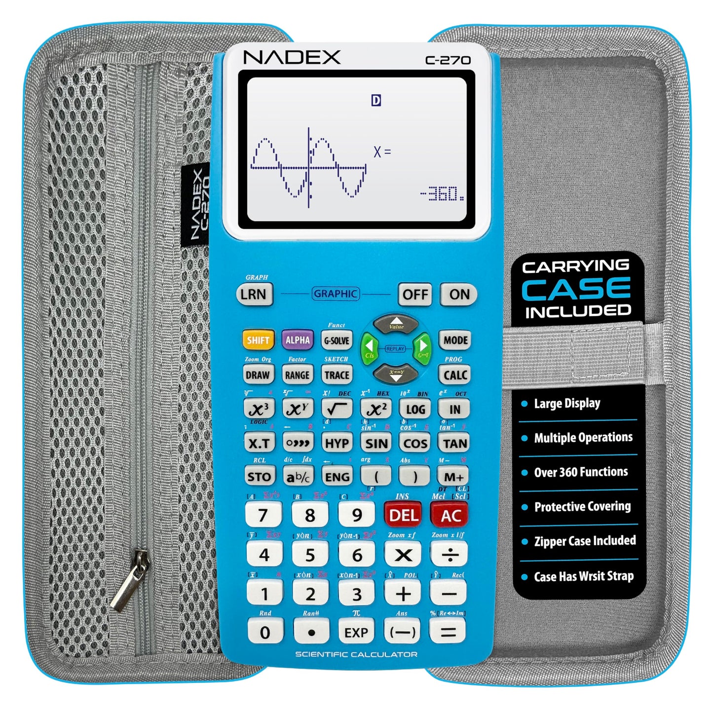Scientific Calculator with Graphing, Includes Carrying Case, for College and High School Students, Calculus, Algebra, Geometry, Trigonometry