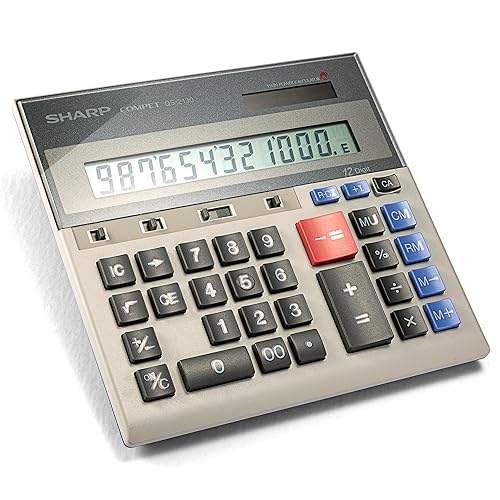 Sharp Commercial Desktop Calculator, 12-Digit Display, Solar & Battery Dual Power, Business Functions with Memory & Markup Keys (QS-2130)