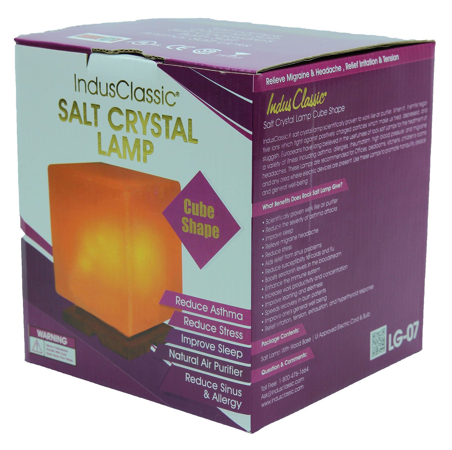 IndusClassic LG-07 Cube Shape Himalayan Crystal Salt Lamp