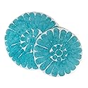 Chesapeake Bursting Flower 2 Pc. White & Aqua Round Bath Rug Set 45950 (24" & 30")