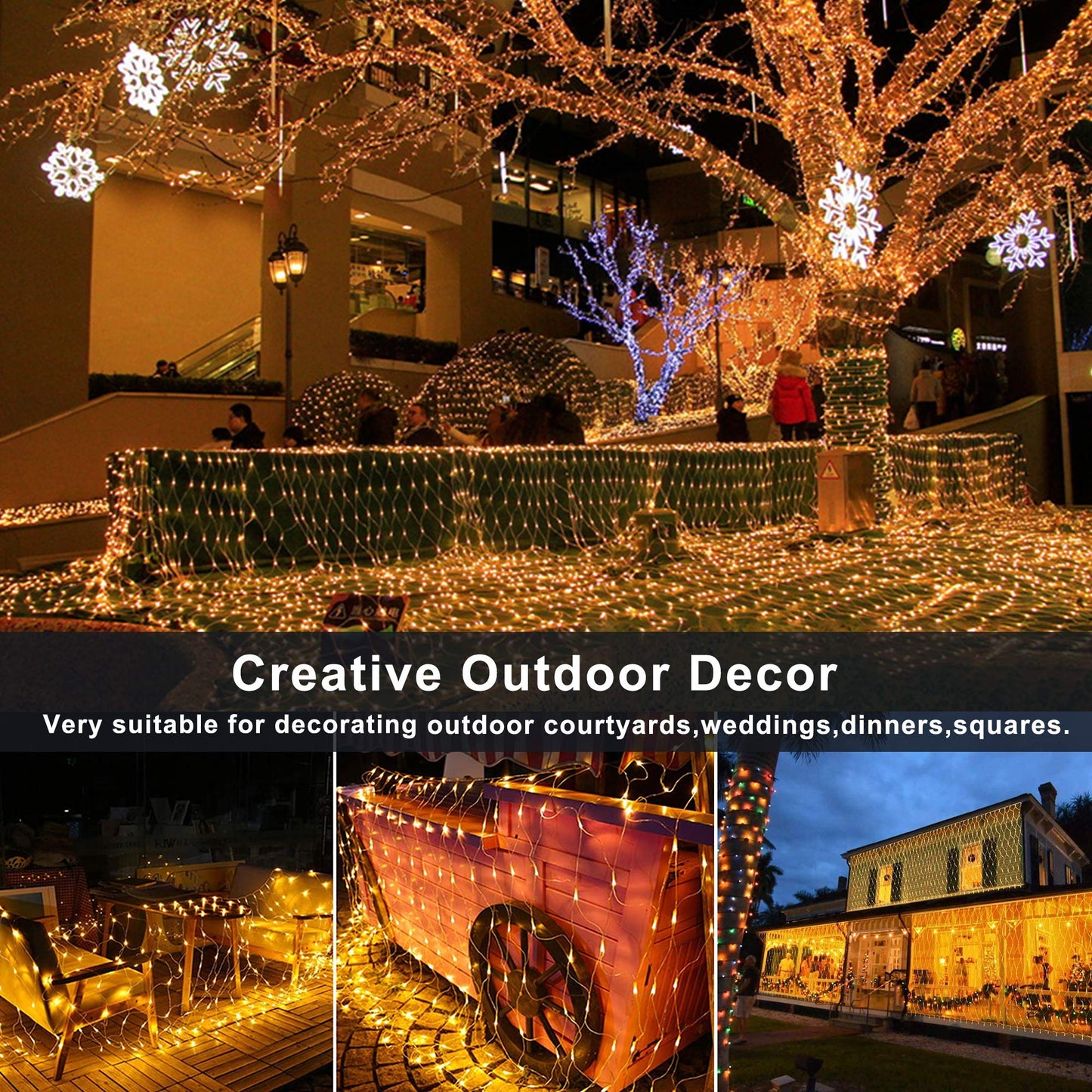 oopswow Christmas Net Lights Outdoor,9.8ft x 6.6ft Mesh Light Waterproof Tree Light,200Led Net String Lights Plug in with 8Modes Connectable