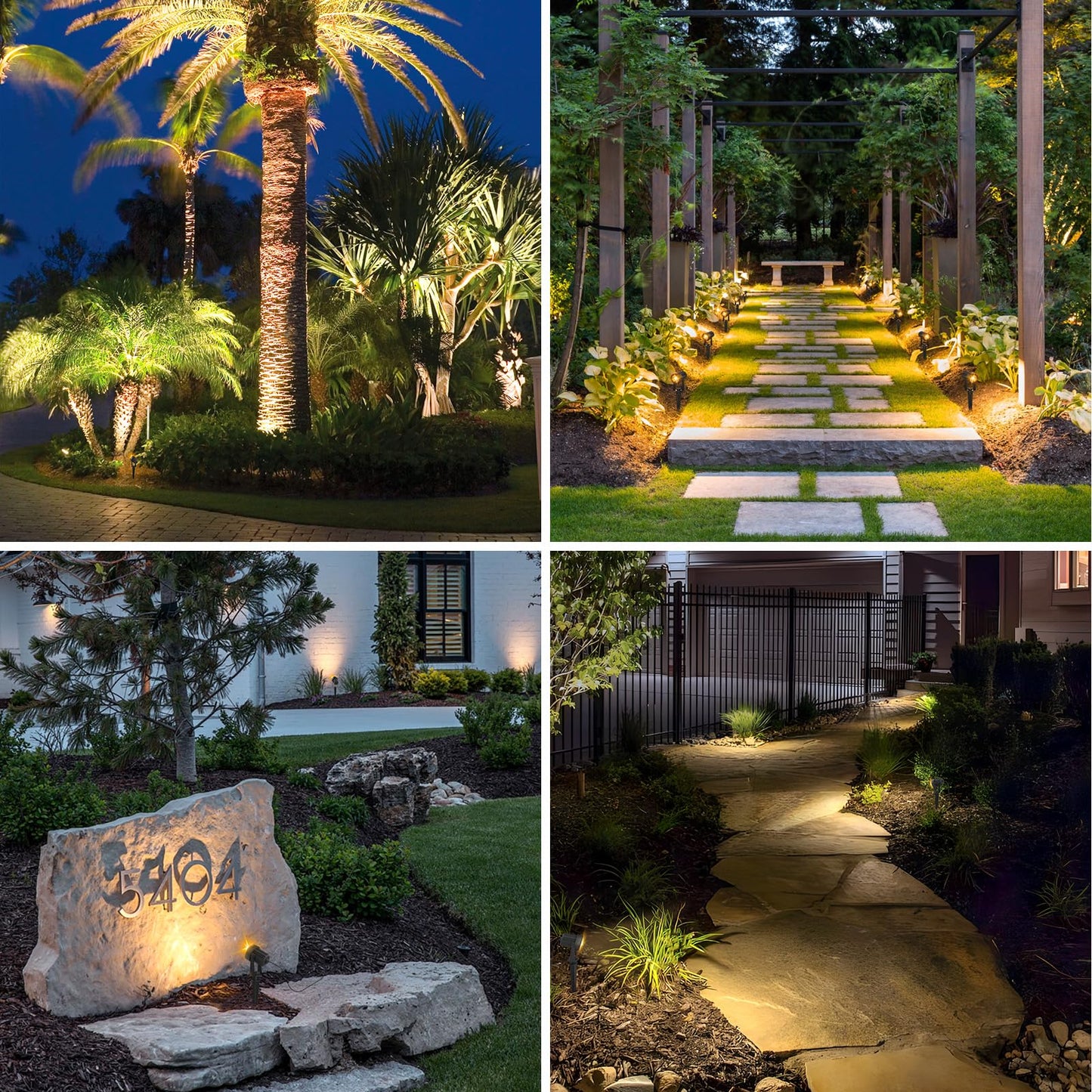 APONUO Solar Spot Lights Outdoor 4-in-1 Solar Landscape Lights Dusk to Dawn Solar Uplights IP65 Waterproof 9.8ft Cable Outdoor Spot Lights for Yard