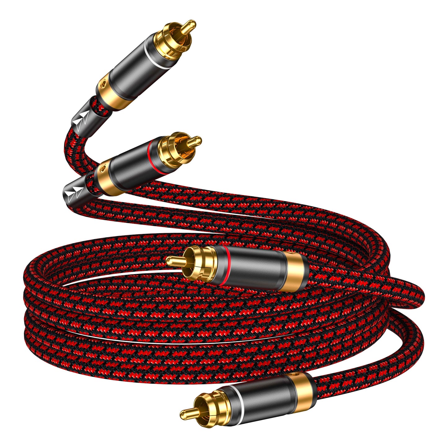 Hagietek 2 RCA Audio Cable Audiophile Gold Plated Stereo Braided Subwoofer Cable Oxgen Free Copper for Home Theater,HDTV, Amplifiers, HiFi