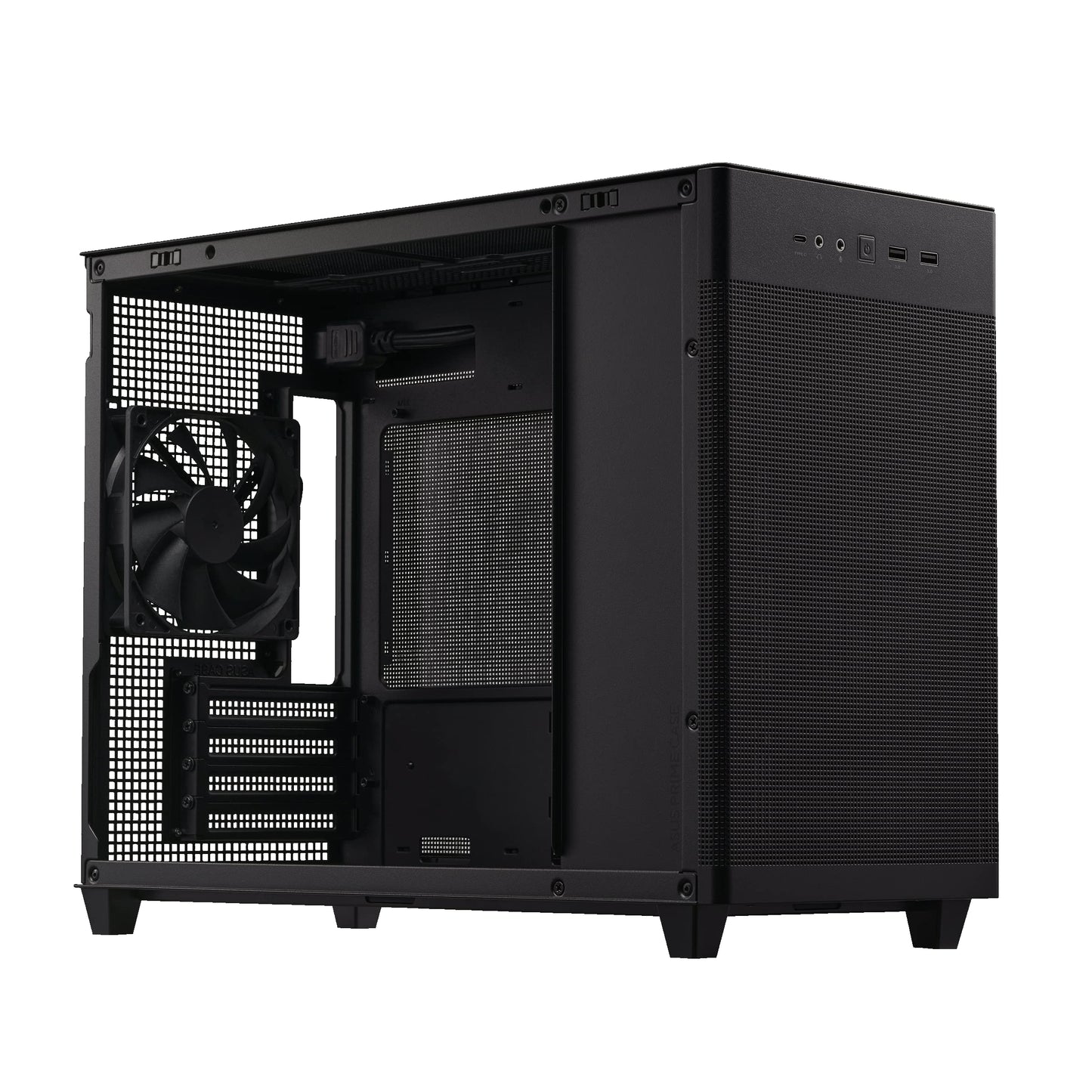 ASUS Prime AP201 Micro ATX PC Case, 33-Liter Compact Design, Pre-Installed Fans, Mesh Panel, Tool-Free Side Panels, 360mm Radiator Support, GPU