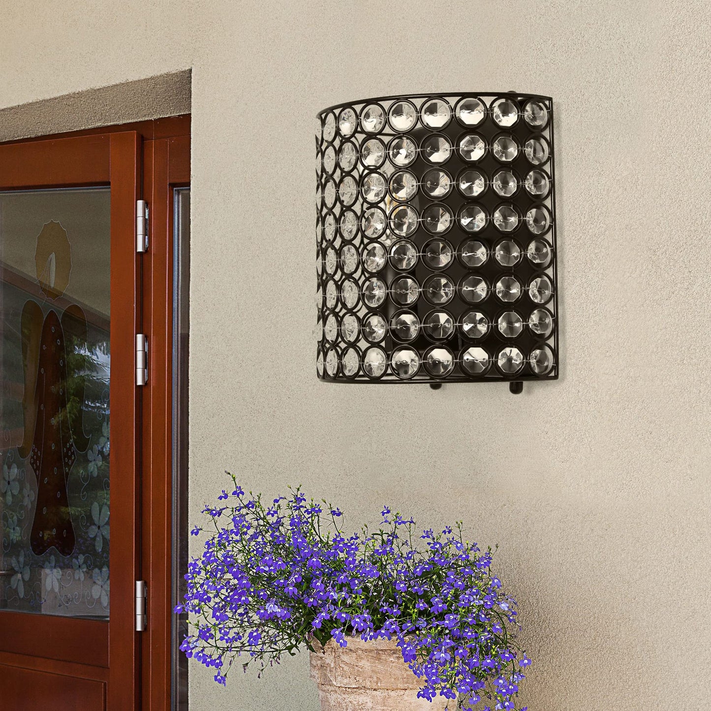 Elegant Designs SC1000-BLK Elipse 1-Light Contemporary Modern 8" Crystal and Metal Wall Sconce Lighting Fixture for Bathroom Vanity Hallway Powder