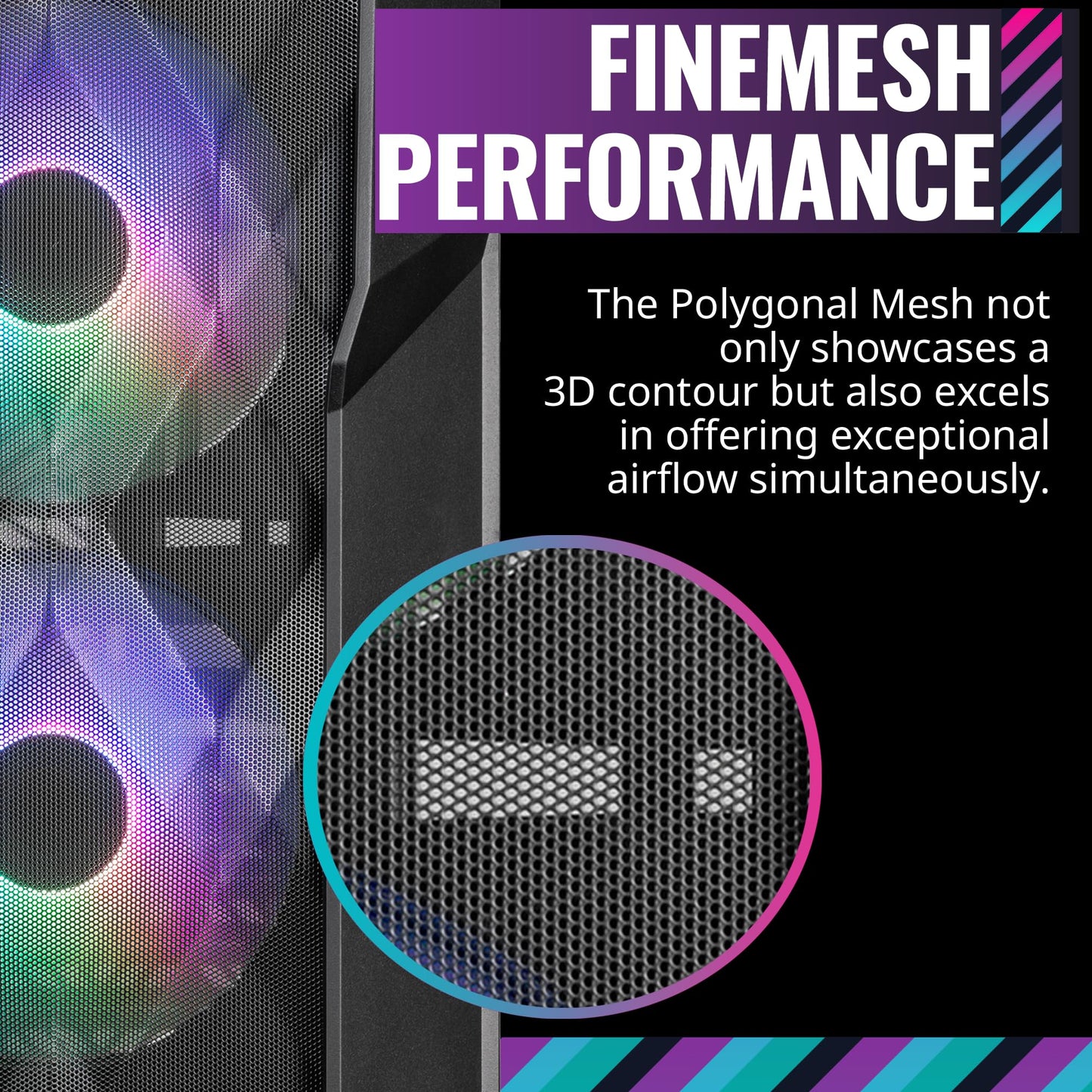 Cooler Master TD500 Mesh V2 Airflow ATX Mid-Tower Case, Polygonal Mesh, Crystalline Tempered Glass, Removable Top Panel, 3X Customizable 120mm PWM