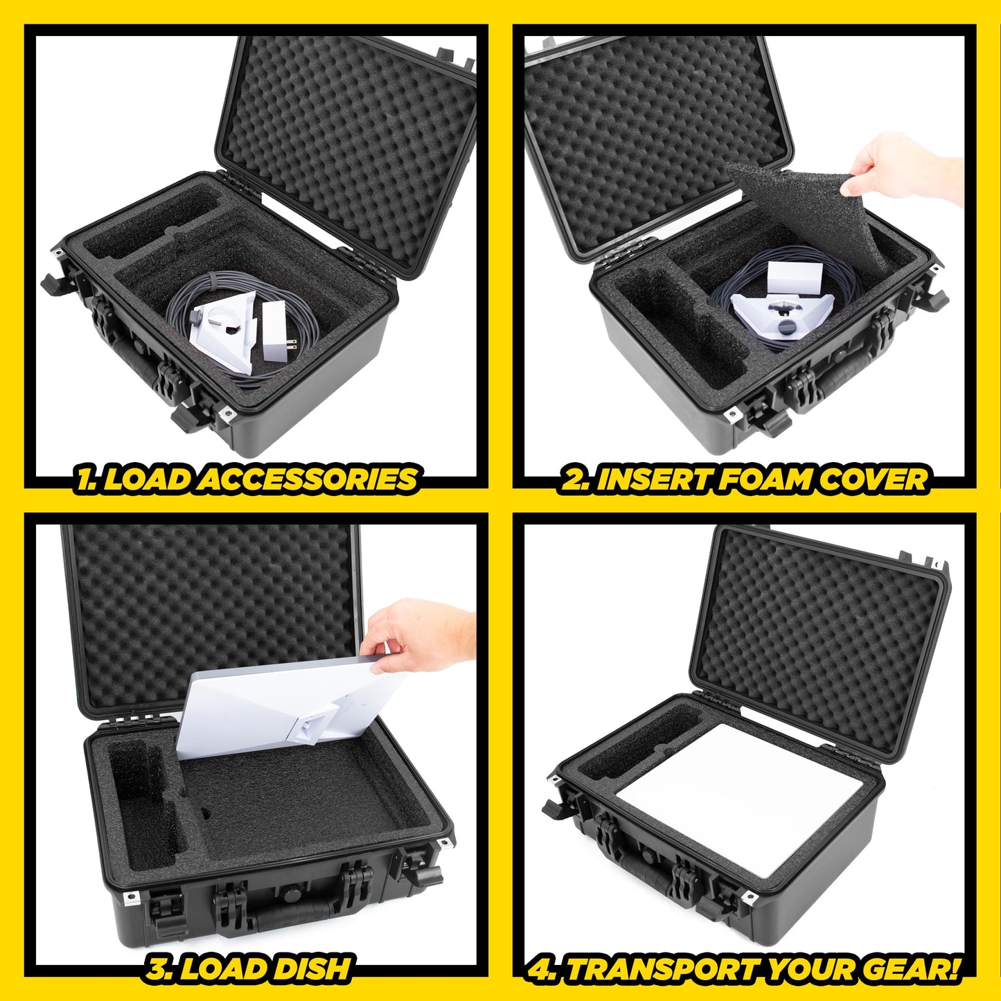 CASEMATIX Travel Case Compatible with Starlink Mini Dish, Mount, Cables, Power Supply & More - IPX7 Waterproof, Professionally Cut Impact-Resistant