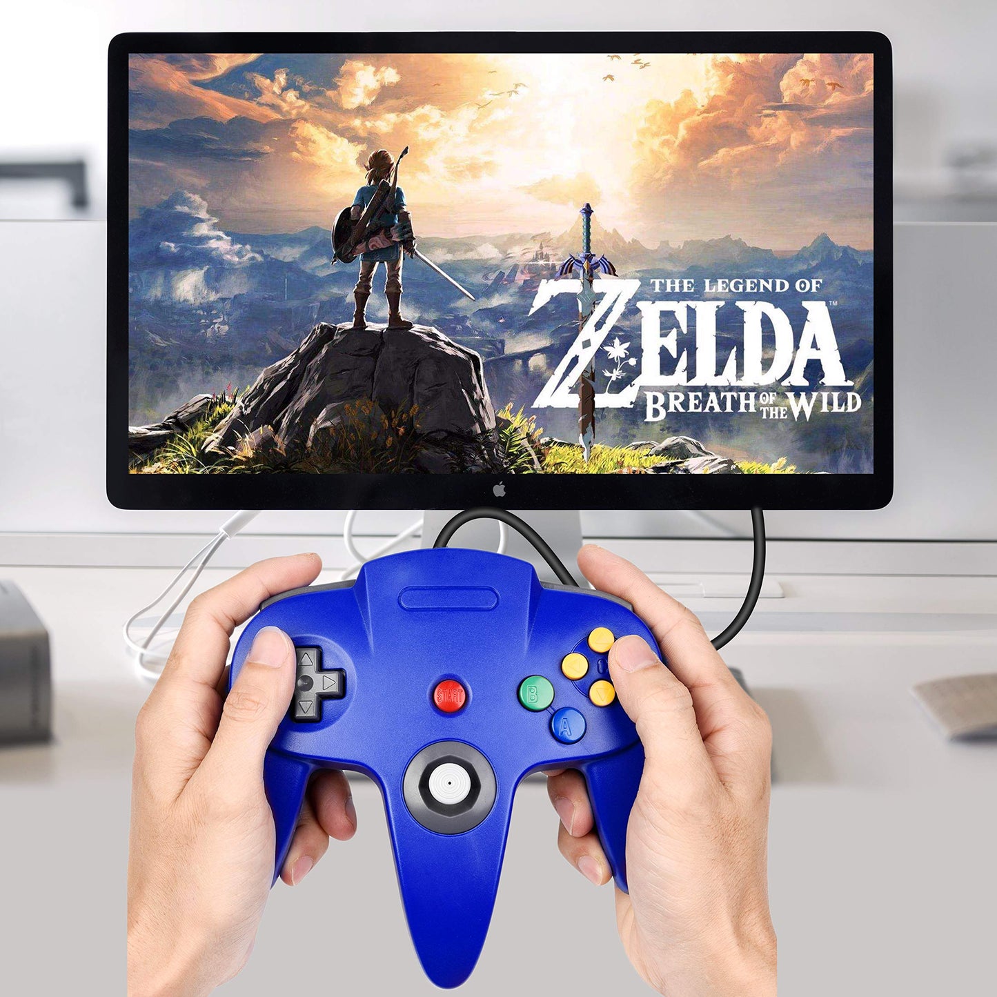 SAFFUN Classic N64 Controller, N64 Wired USB PC Game pad Joystick, N64 Bit USB Wired Game Stick Joy pad Controller for Windows PC MAC Linux Raspberry