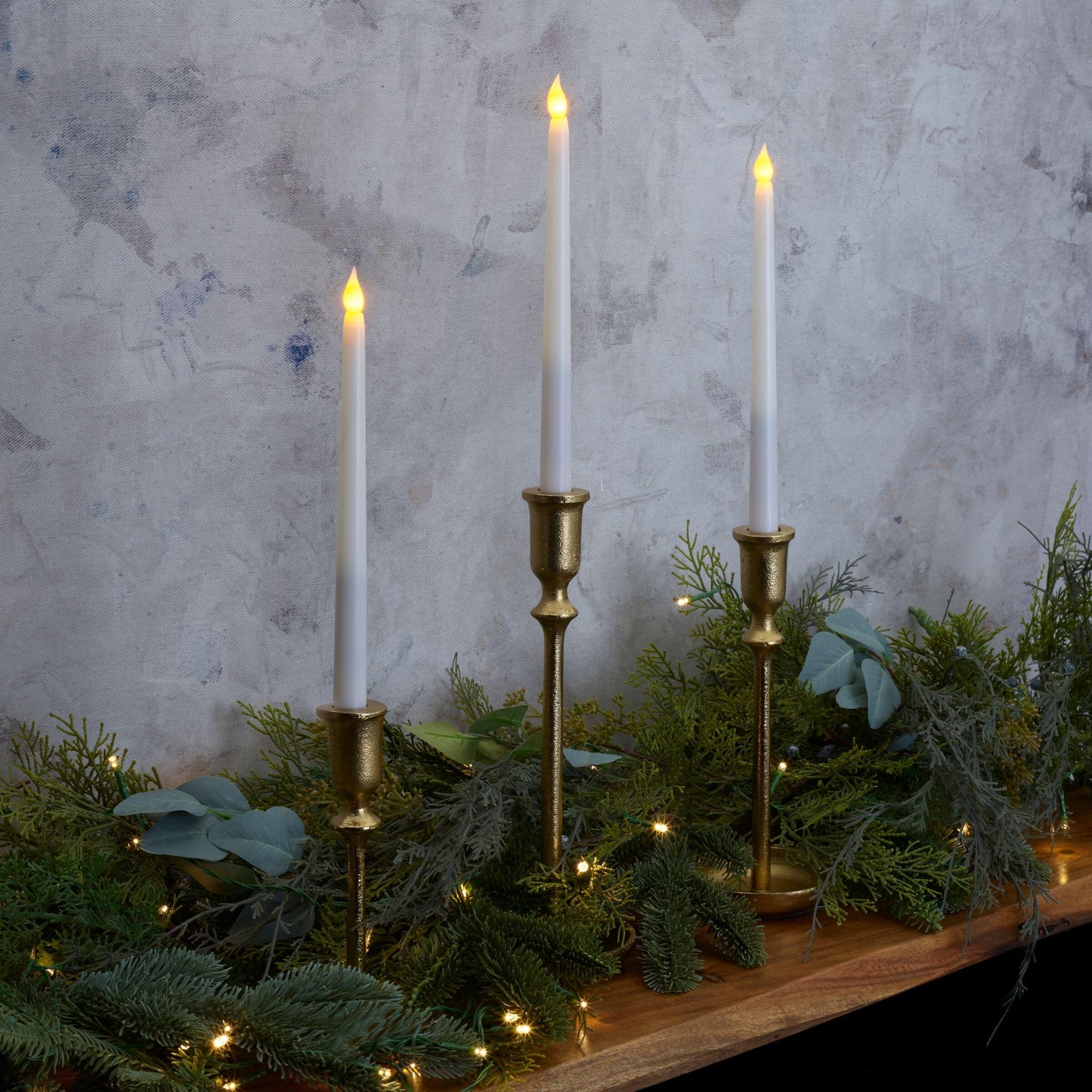 Mikasa LED Taper Candles, Flameless Candles, Set of 4, 11.8 Inch, White