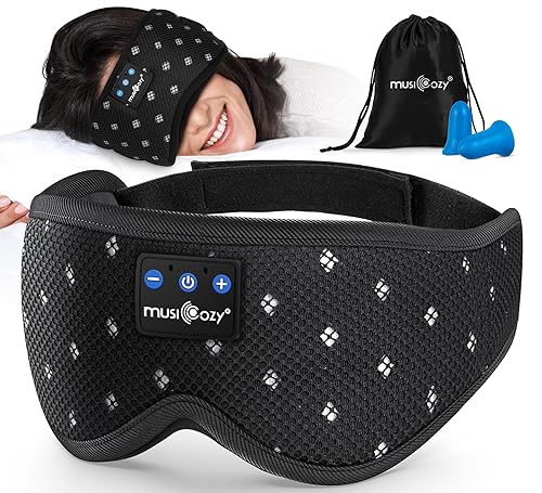 MUSICOZY Bluetooth Sleep Headphones for Side Sleepers, Wireless Headphones with Ultra-Thin Speakers in Comfortable Eye Headphone for Sleeping…