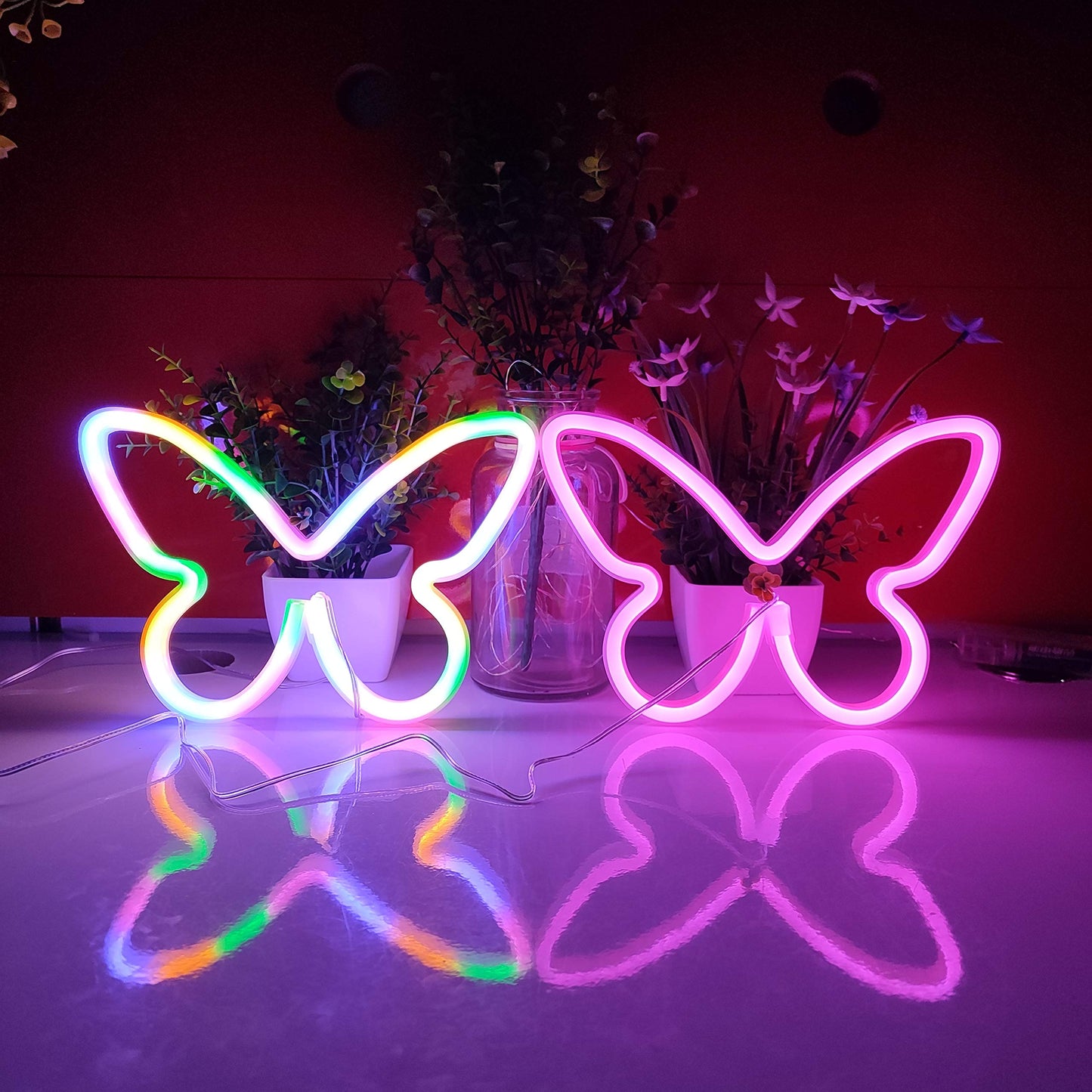 JYWJ Butterfly Neon Sign,USB or 3-AA Battery Powered Neon Light,LED Table Decoration,Bedroom Wall Decoration,Birthday Gift,Wedding Supplies Business
