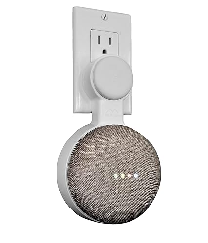 Mount Genie Affordable Essentials Google Home Mini (1st Gen) Outlet Wall Mount Hanger Stand | A Low-Cost Space-Saving Solution (White, 1-Pack)