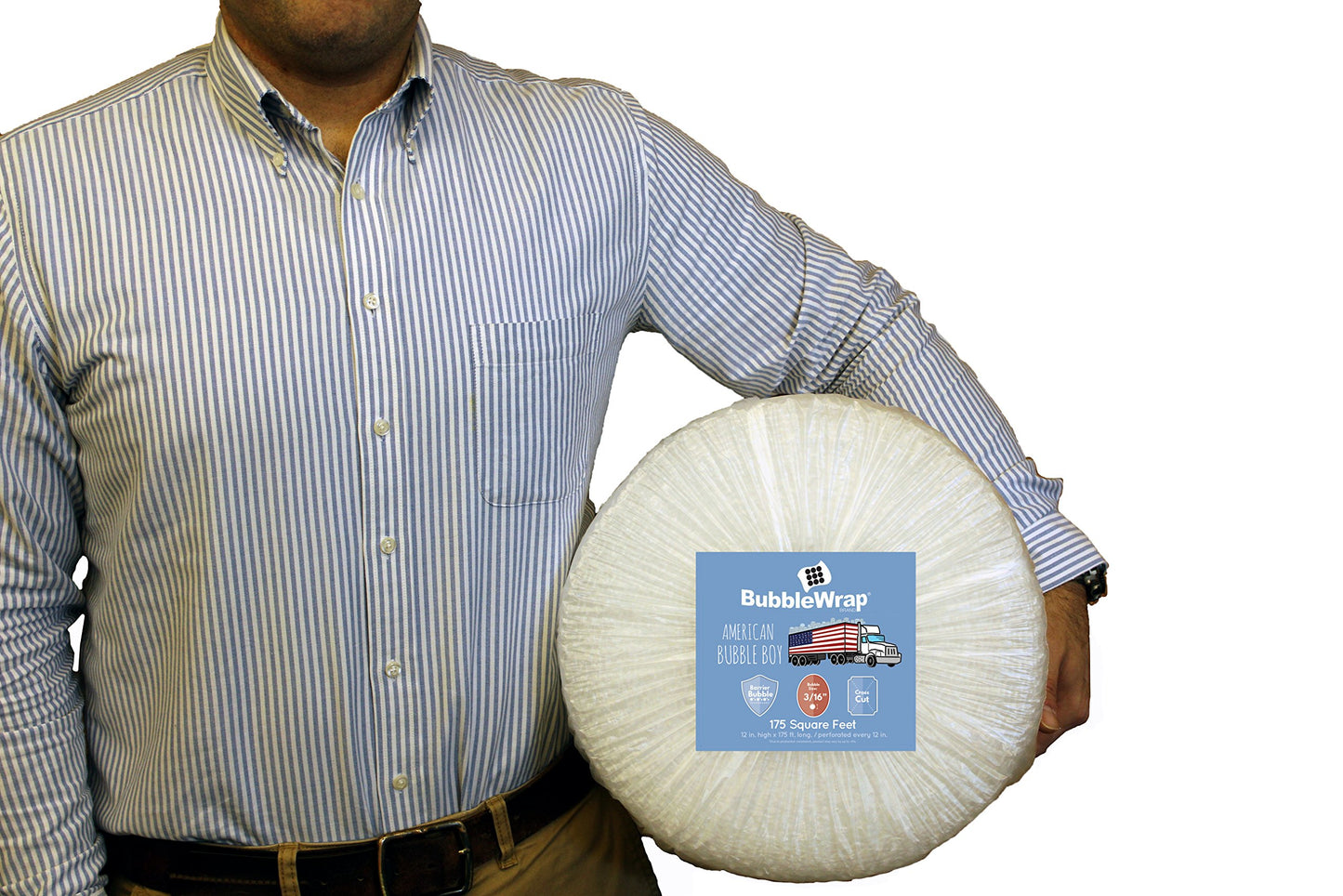 Bubble Wrap Roll 175', small bubble wrap 3/16 cushioning, 175ft perforated Every 12" Made in the USA by American Bubble Boy for packing, moving