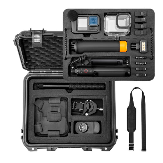 Organizer Hard Case For Gopro Hero 13/12/11/10/9/8 Creator Edition Odorless Compatible with Media Mod/Volta/Chest Mount/ Accessories Waterproof Travel