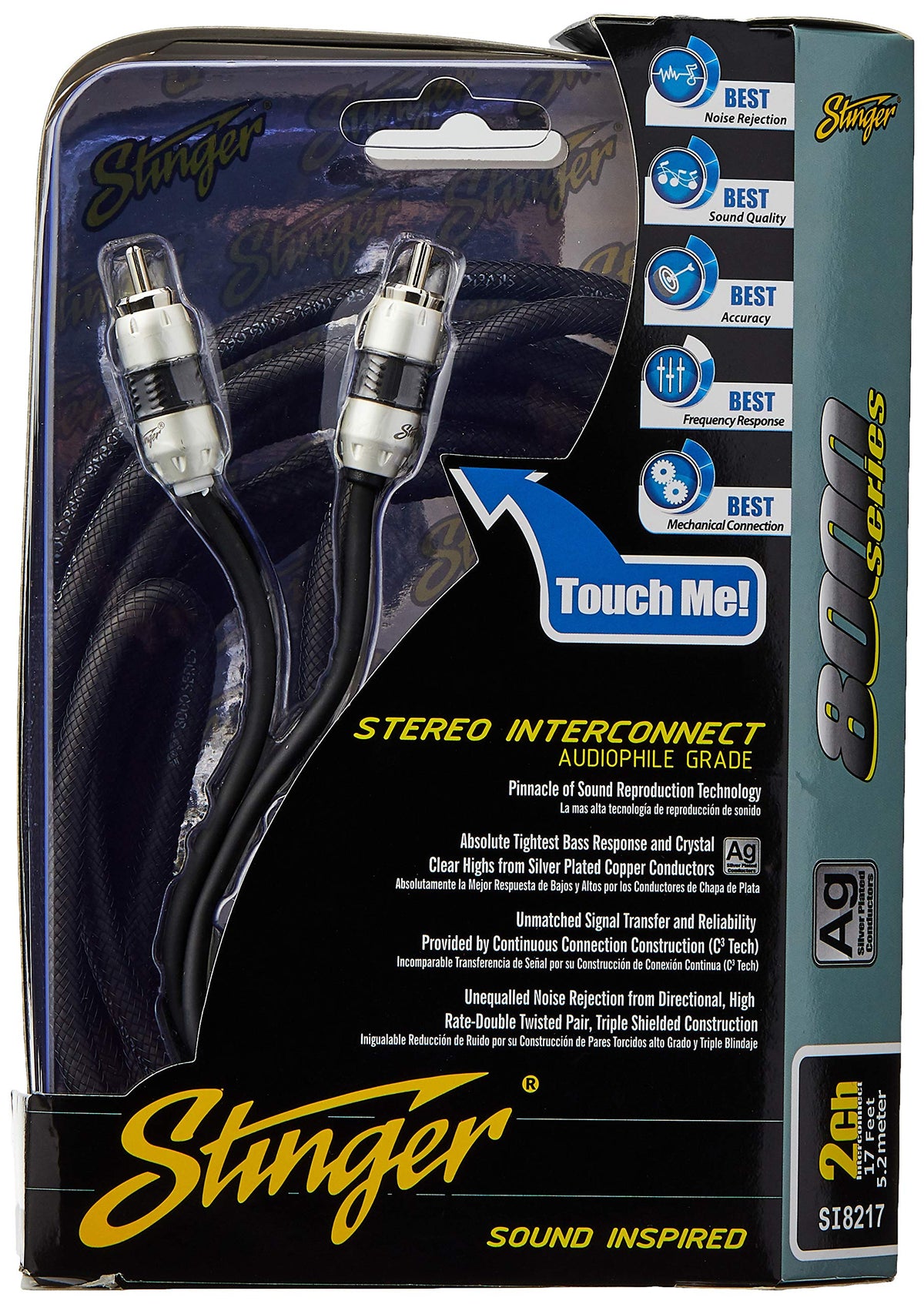 STINGER 8000 Series 17ft 2-Channel Car Audio RCA Stereo Interconnect Cable