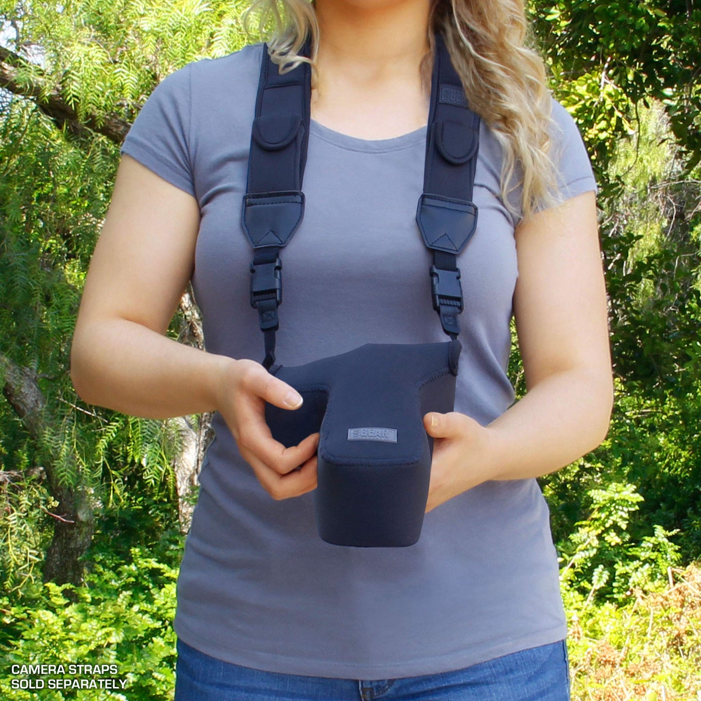 USA Gear Camera Sleeve (Zoom) for Compact SLRs with Lens Compatible with Canon EOS R100 Nikon Z30 Sony ZV-E10, and more - Padded Neoprene DSLR Case