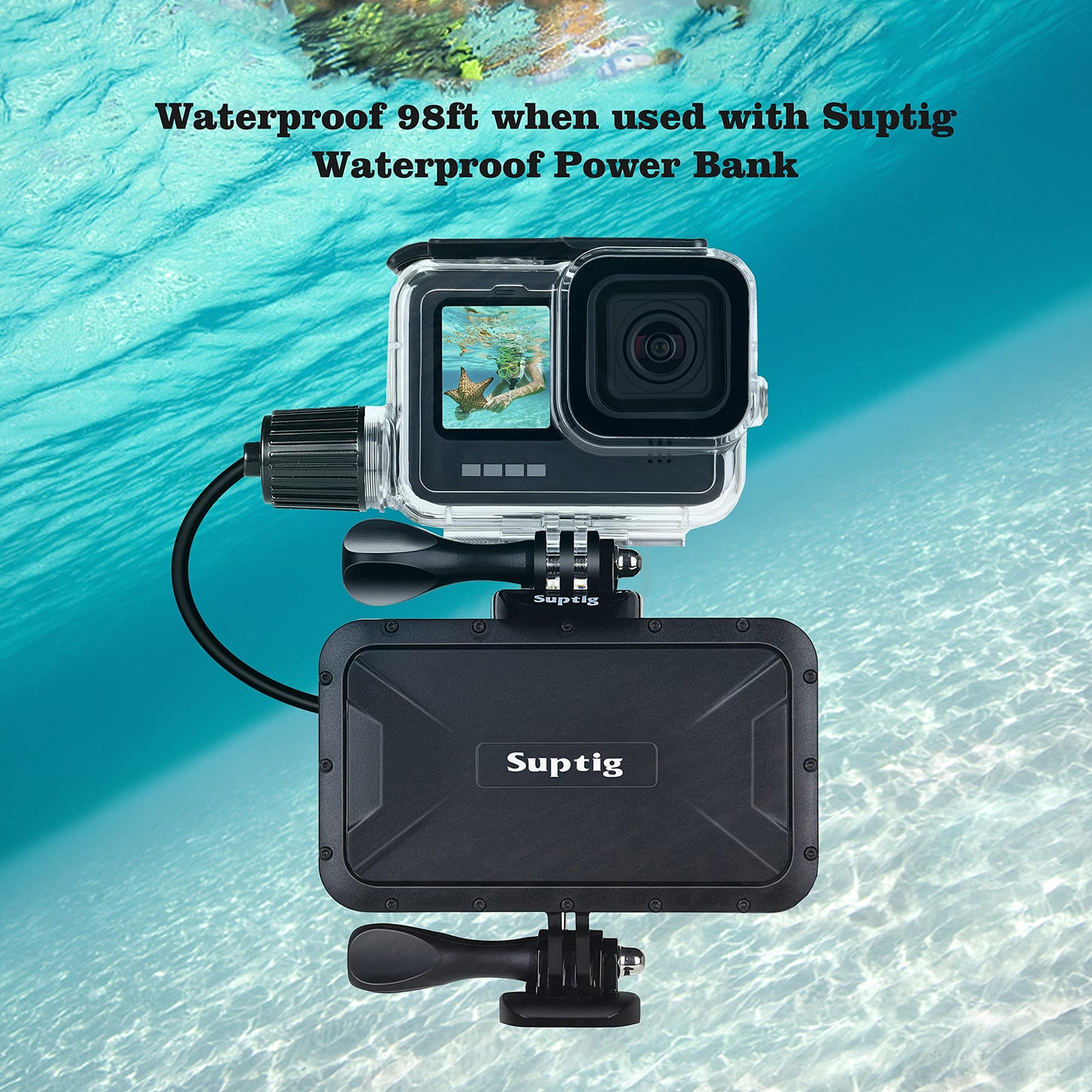 Suptig Waterproof Case, Underwater Case, Diving Case Protective Compatible for Gopro Hero 13, 12, 11, 10, 9 Black Waterproof 164Ft