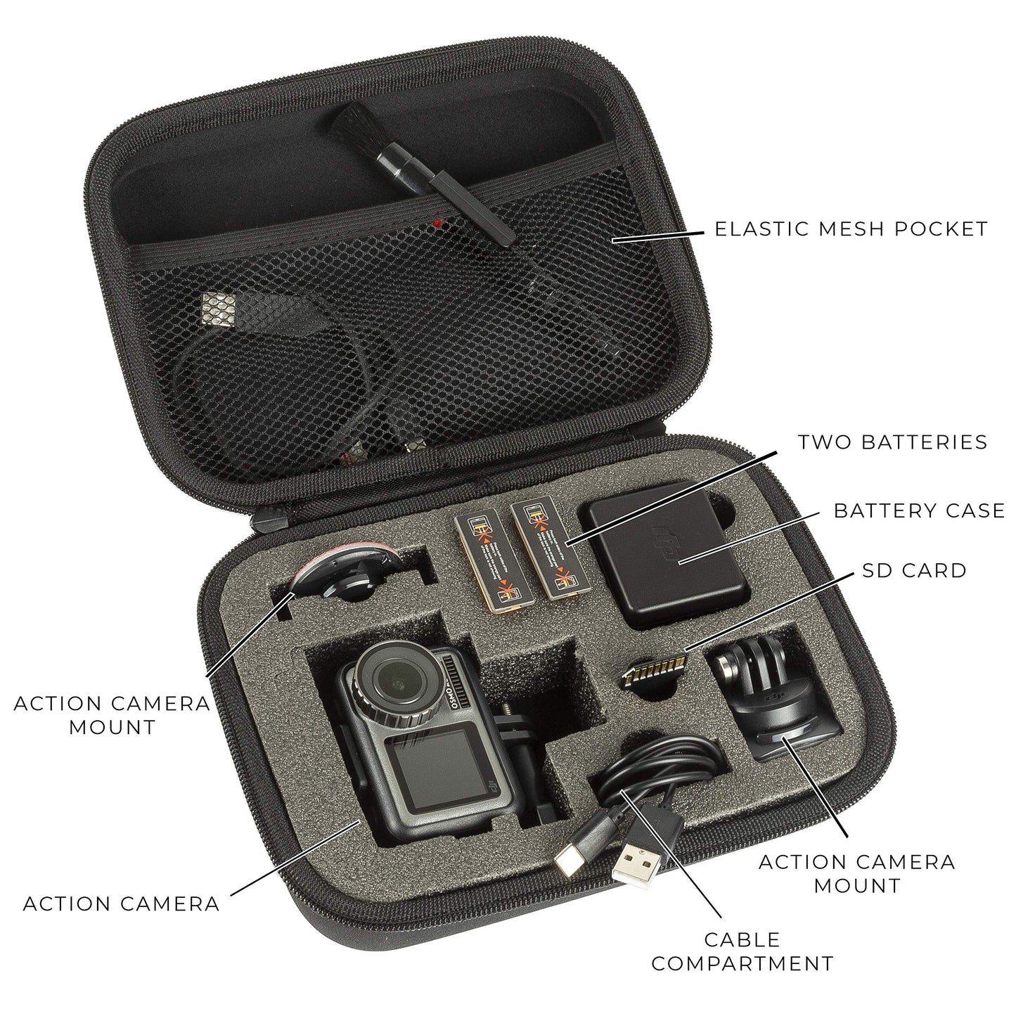 Ultimaxx Hard Case for GoPro Hero 3/4/5/6/7/8/9/10/11/12/13/14, OSMO Action 4K & Action Cameras - Waterproof Protective Travel Carrying Storage Bag
