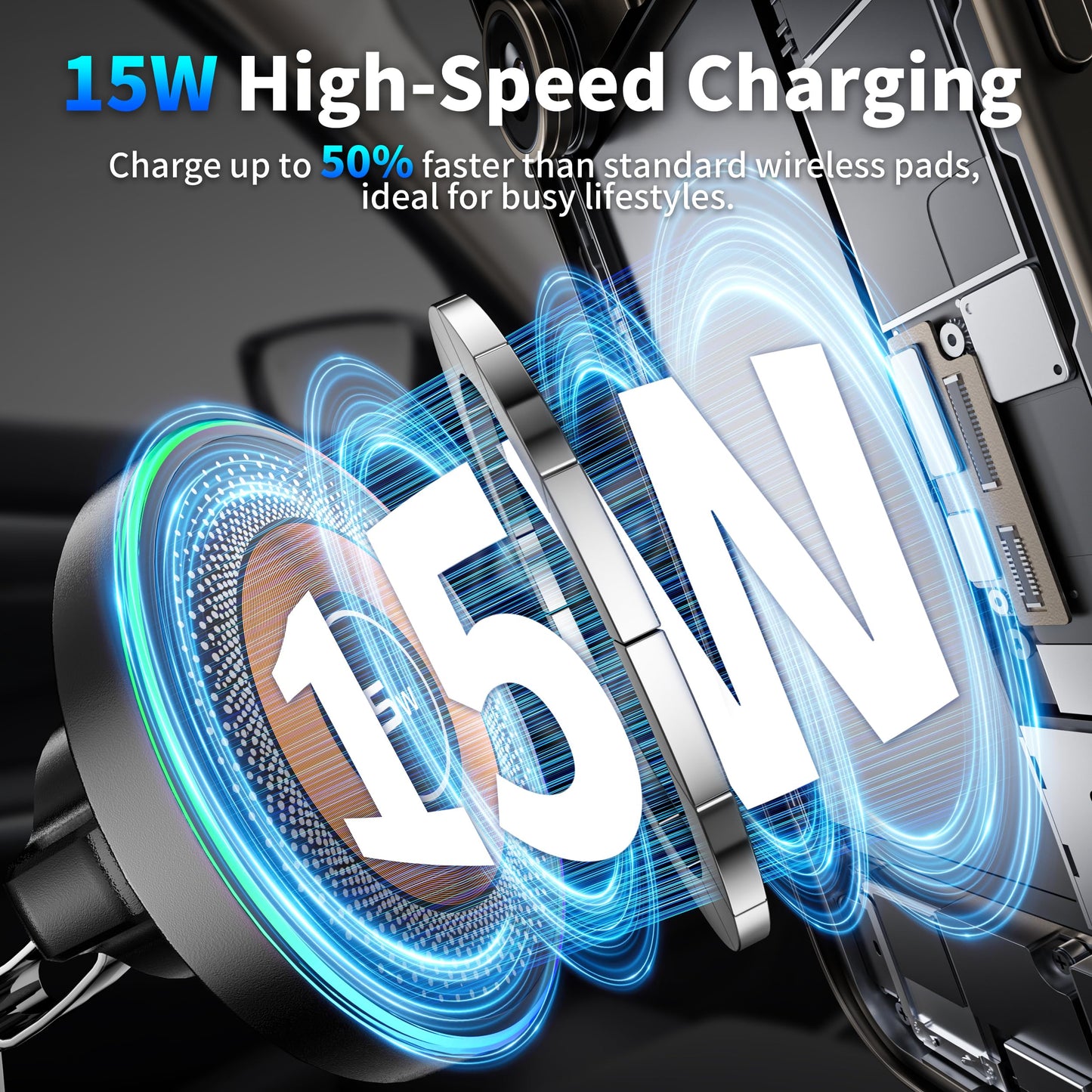 Magnetic Phone Holders for Your Car, 15W Fast Charging Car Charger, 2 in 1 Wireless Mag Safe Car Mount Stick on Dashboard Windshield, Car Accessories