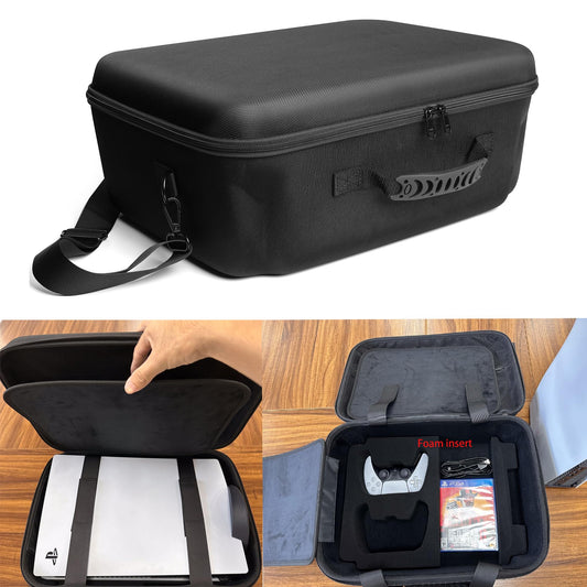 RIGICASE Hard carry case for ps5/ps5 pro/ps5 slim(no removing stand), Hard travel case for playstation and accessosries,with handle/adjustable