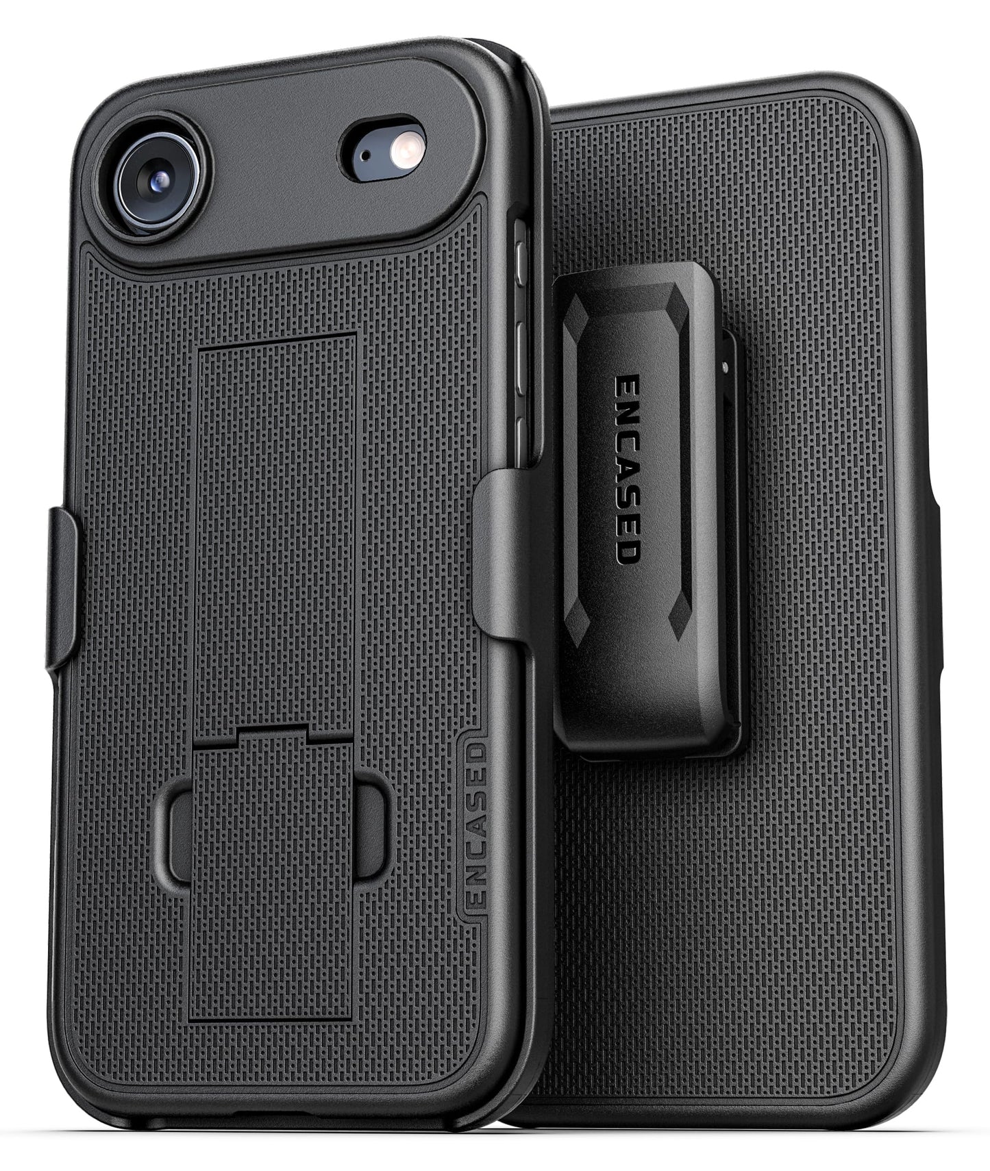 Encased DuraClip Designed for iPhone Air Case with Belt Clip Phone Holster and Kickstand (Matte Black)
