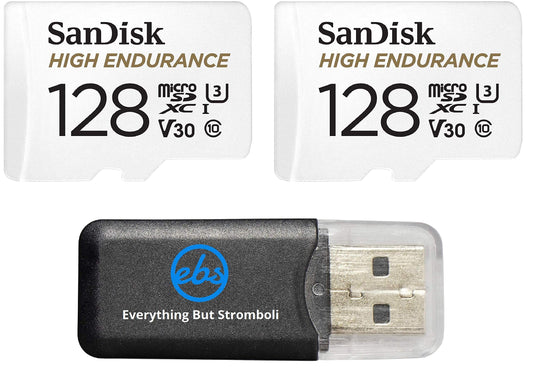 SanDisk 128GB High Endurance MicroSDXC Memory Card (2 Pack) for Garmin Dash Cam 57, 67W, Mini 2, 47 Series (SDSQQNR-128G-GN6IA) Class 10 Bundle