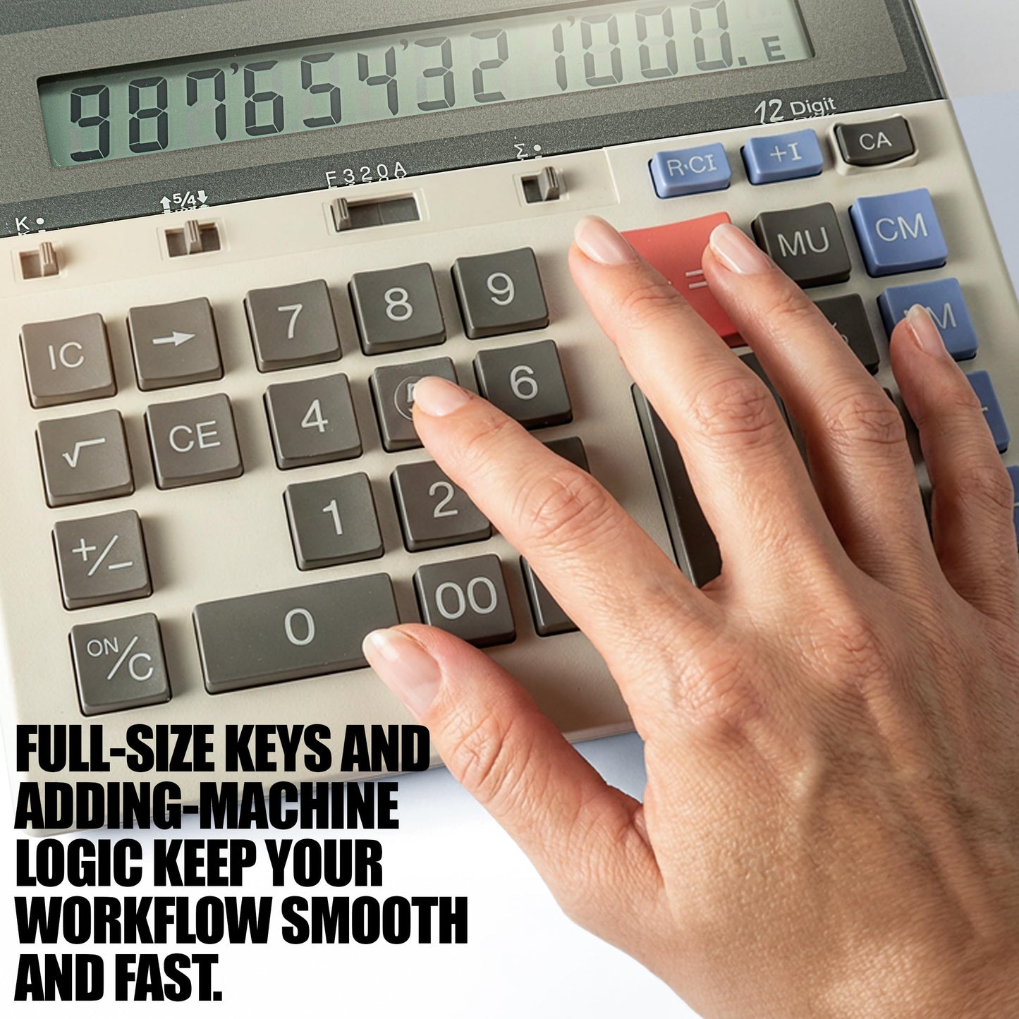 Sharp Commercial Desktop Calculator, 12-Digit Display, Solar & Battery Dual Power, Business Functions with Memory & Markup Keys (QS-2130)