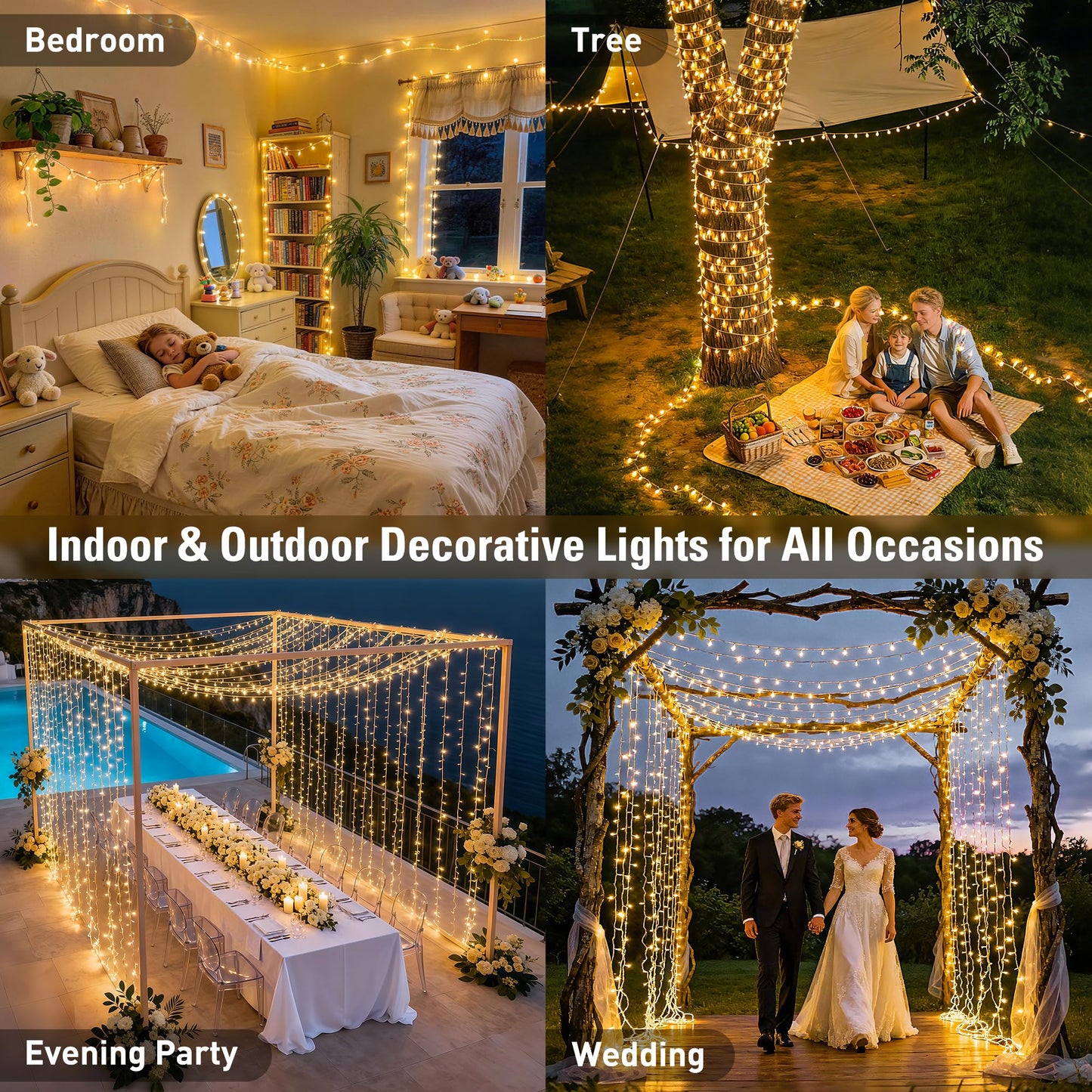 JMEXSUSS 168FT 600 LED String Lights for Outside Clear Wire, Warm White Christmas Lights Outdoor Waterproof, Tree Lights Outdoor Plug in for Patio