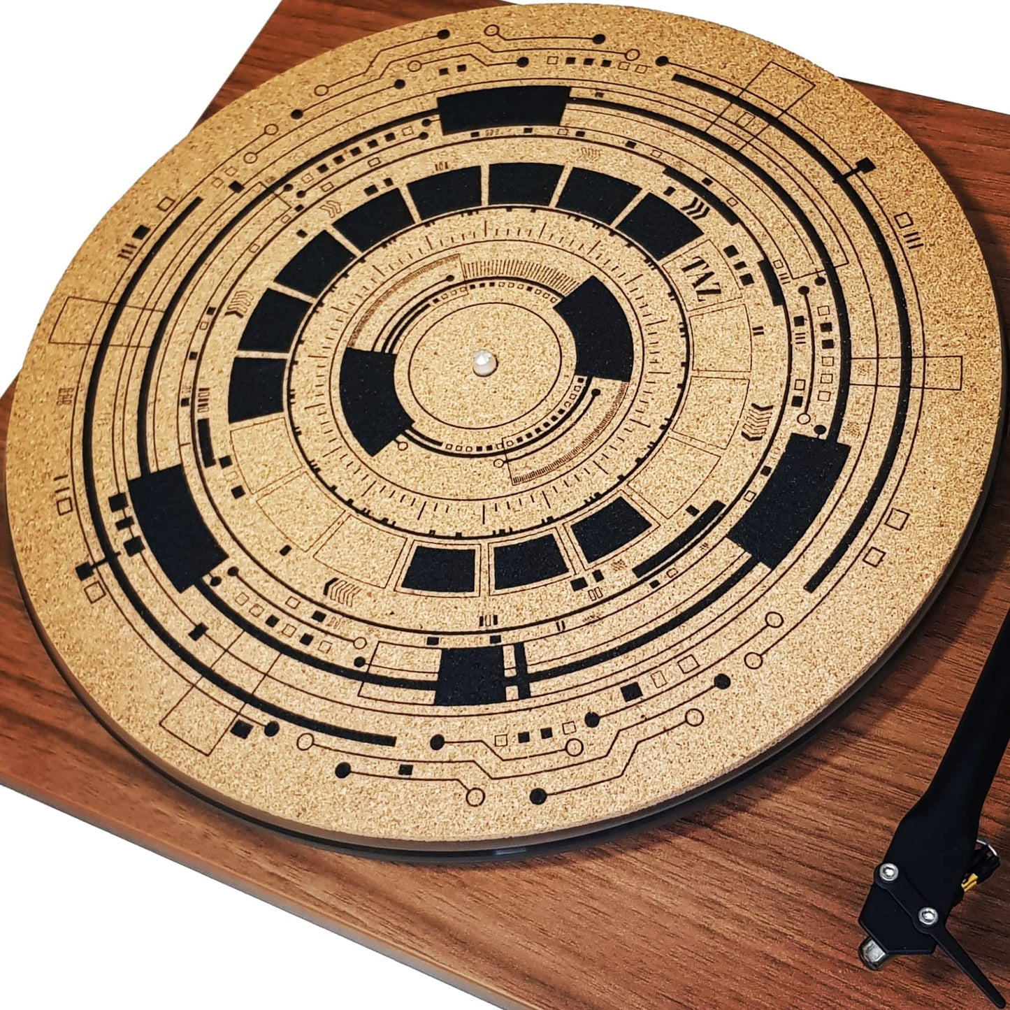 TazStudio Premium slipmat - Cork Turntable Mat [4mm Thick] for Better Sound Support on Vinyl LP Record Player - Cork mat Original Geometric Design