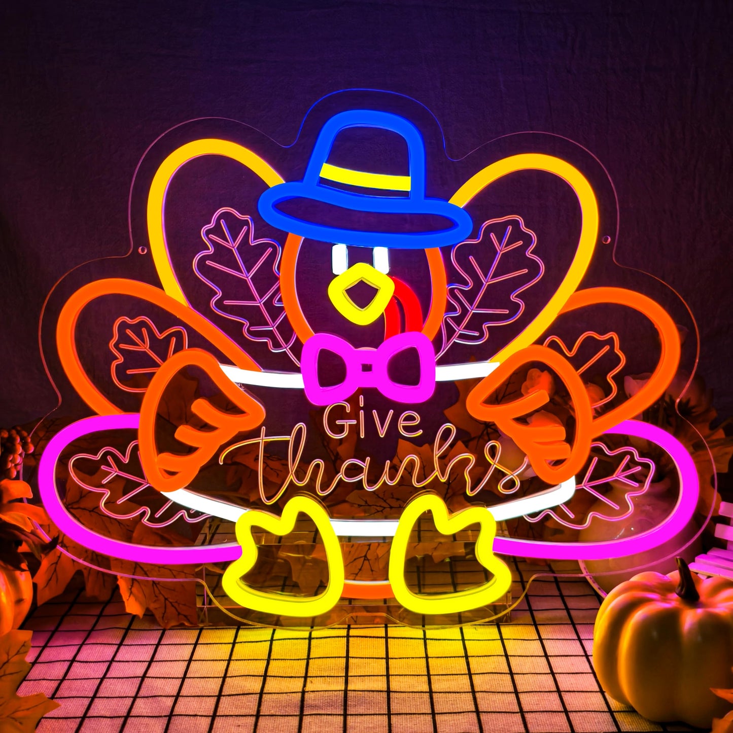 Turkey Neon Sign Thanksgiving Neon Sign Dimmable Thanksgiving Neon Light for Wall Decor Turkey Neon Light for Home Party Holiday Gift