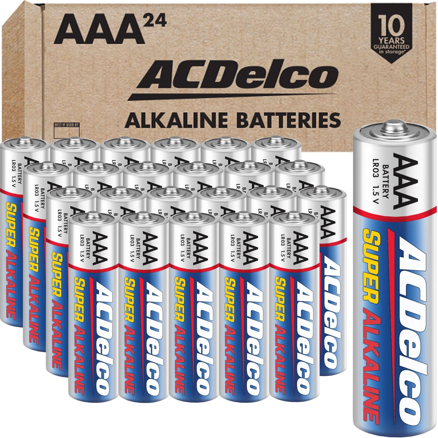 ACDelco 24-Count Triple AAA Batteries, Maximum Power Super Alkaline Battery for Home and Office, 10-Year Shelf Life, Reclosable Packaging