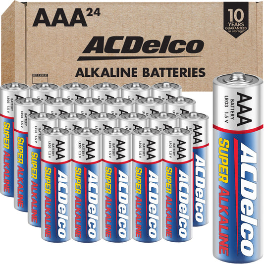 ACDelco 24-Count Triple AAA Batteries, Maximum Power Super Alkaline Battery for Home and Office, 10-Year Shelf Life, Reclosable Packaging