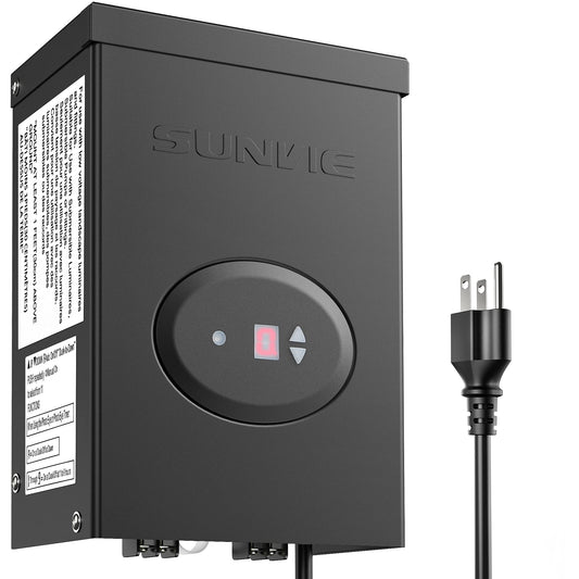 SUNVIE 200W Low Voltage Landscape Lighting Transformer with Timer and Photocell Sensor Waterproof Low voltage Transformer for LED Landscape Lights