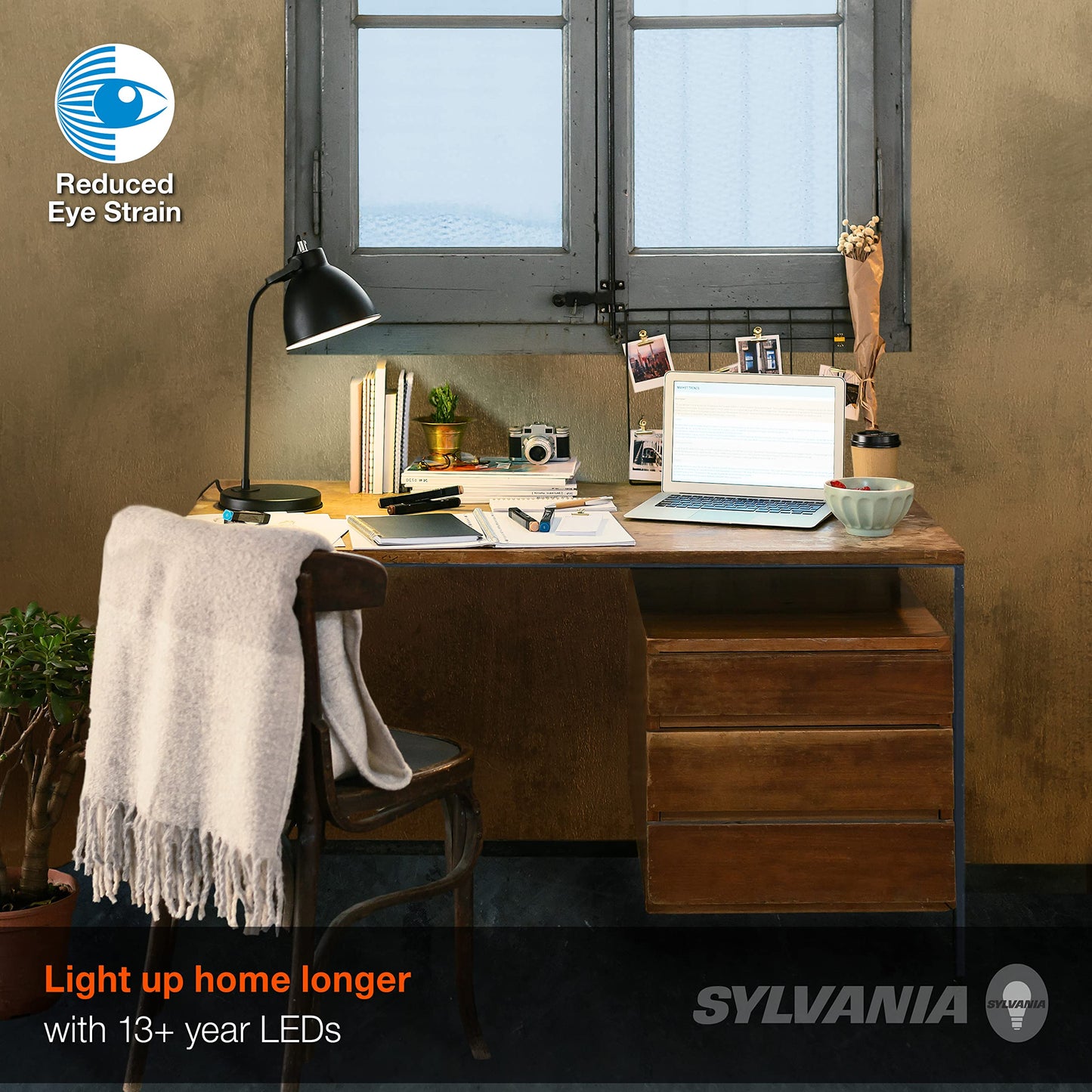 Sylvania Reduced Eye Strain A21 LED Light Bulb, 100W = 15W, 13 Year, Dimmable, Frosted, 5000K, Daylight - 4 Pack (40660)