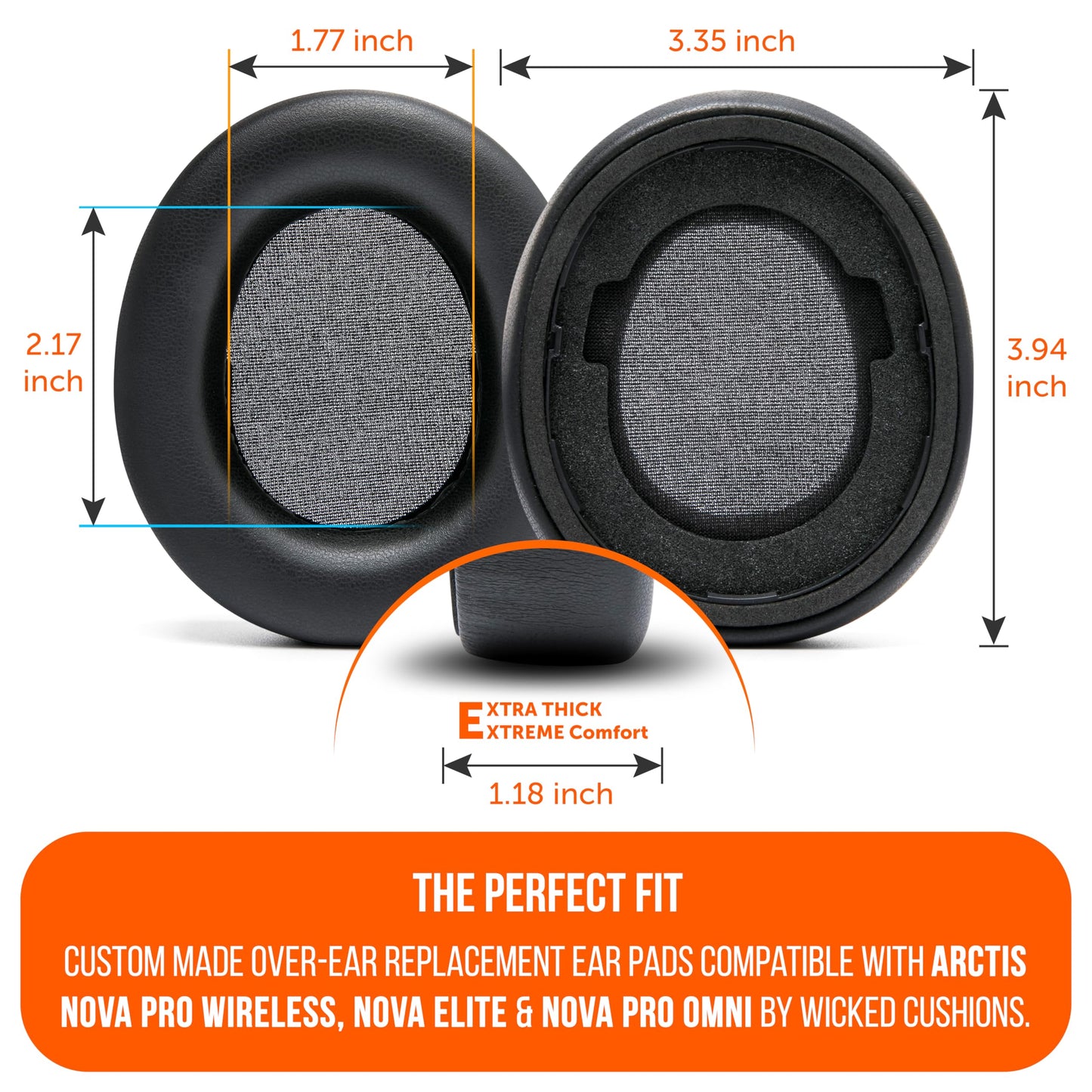 WC PadZ Nova Pro Wireless - Replacement Earpads for Arctis Nova Pro Wireless, Nova Elite & Nova Pro Omni, by Wicked Cushions, Extra Thick