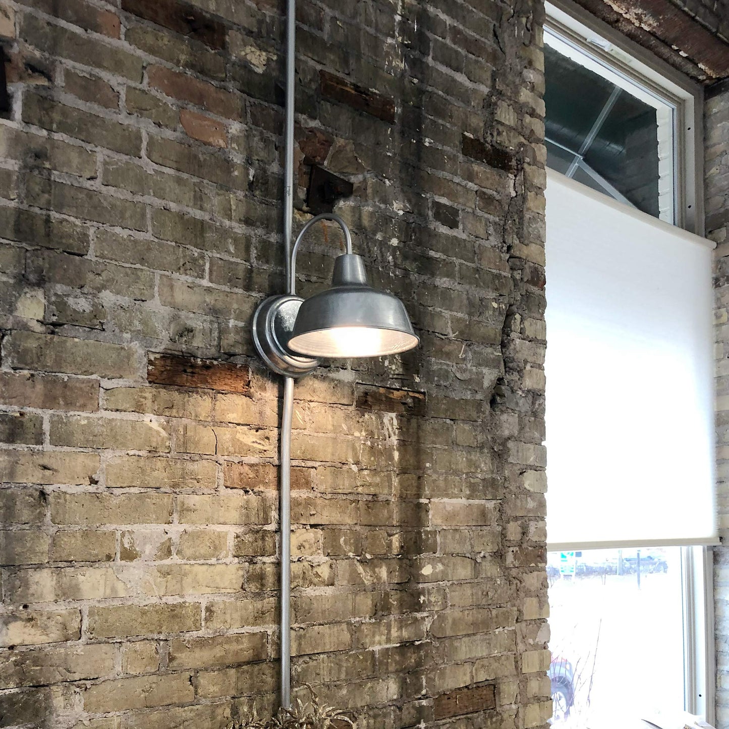 Design House Mason Farmhouse Gooseneck Barn Light, Outdoor Exterior Porch or Patio Wall Light Fixture, Galvanized Gray Paint, 10 Inch Diameter