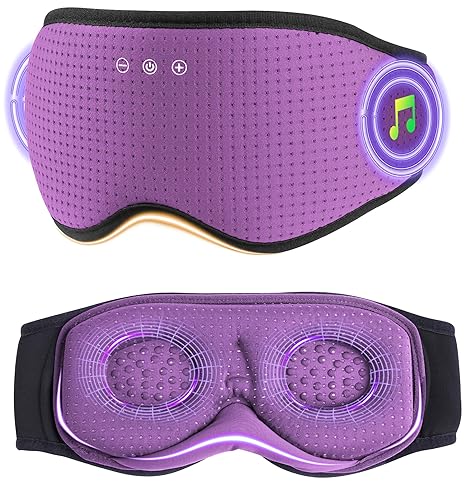 MUSICOZY Sleep Headphones with Bluetooth 5.4 Sleep Mask, Removable 3D Eye Cups for Zero Pressure Comfort, Wireless Bluetooth Eye Mask for Sleeping…