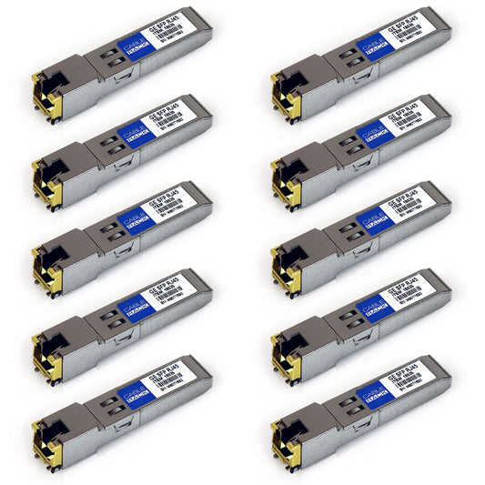CablerRack Transceiver Module Compatible with Cisco® GLC-T SFP-GE-T 1.25Gbs Gigabit RJ45 Copper 1000BaseT SFP 10 Pack