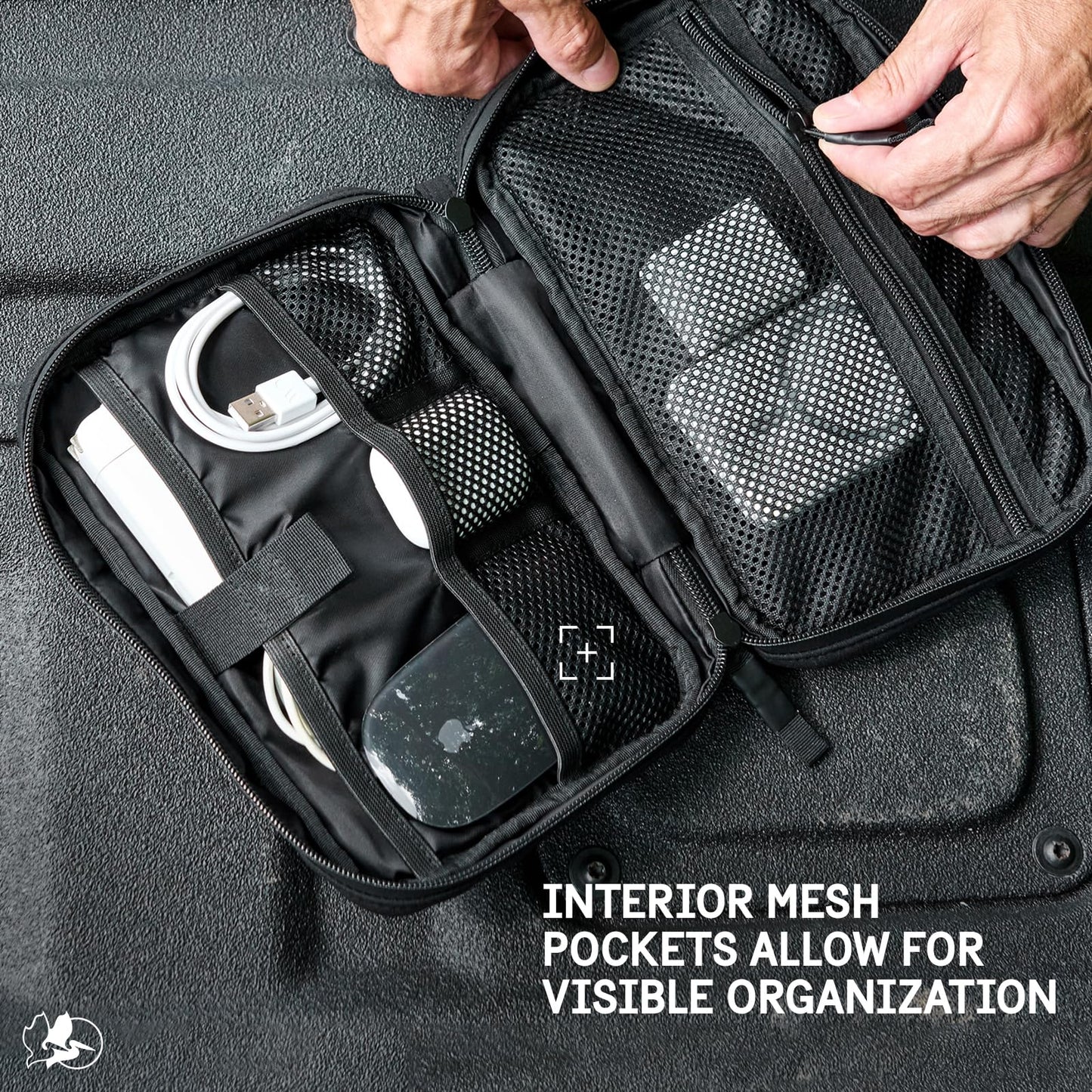 Pelican Electronic Organizer Travel Case - Portable Storage Bag with Multiple Storage Mesh Pockets for Cables, Chargers, Power Bank, AirPods - Black