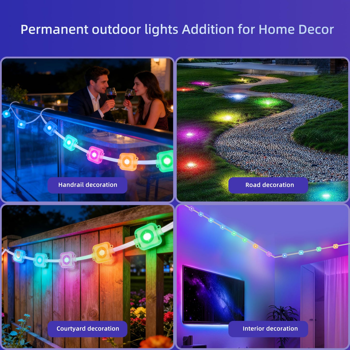 XSY CSZXINGSY 50ft Permanent Outdoor Lights Pro - RGB-IC Smart Lights IP68 Waterproof, Music Sync for House Roof, Christmas & Year-Round Decor(Similar