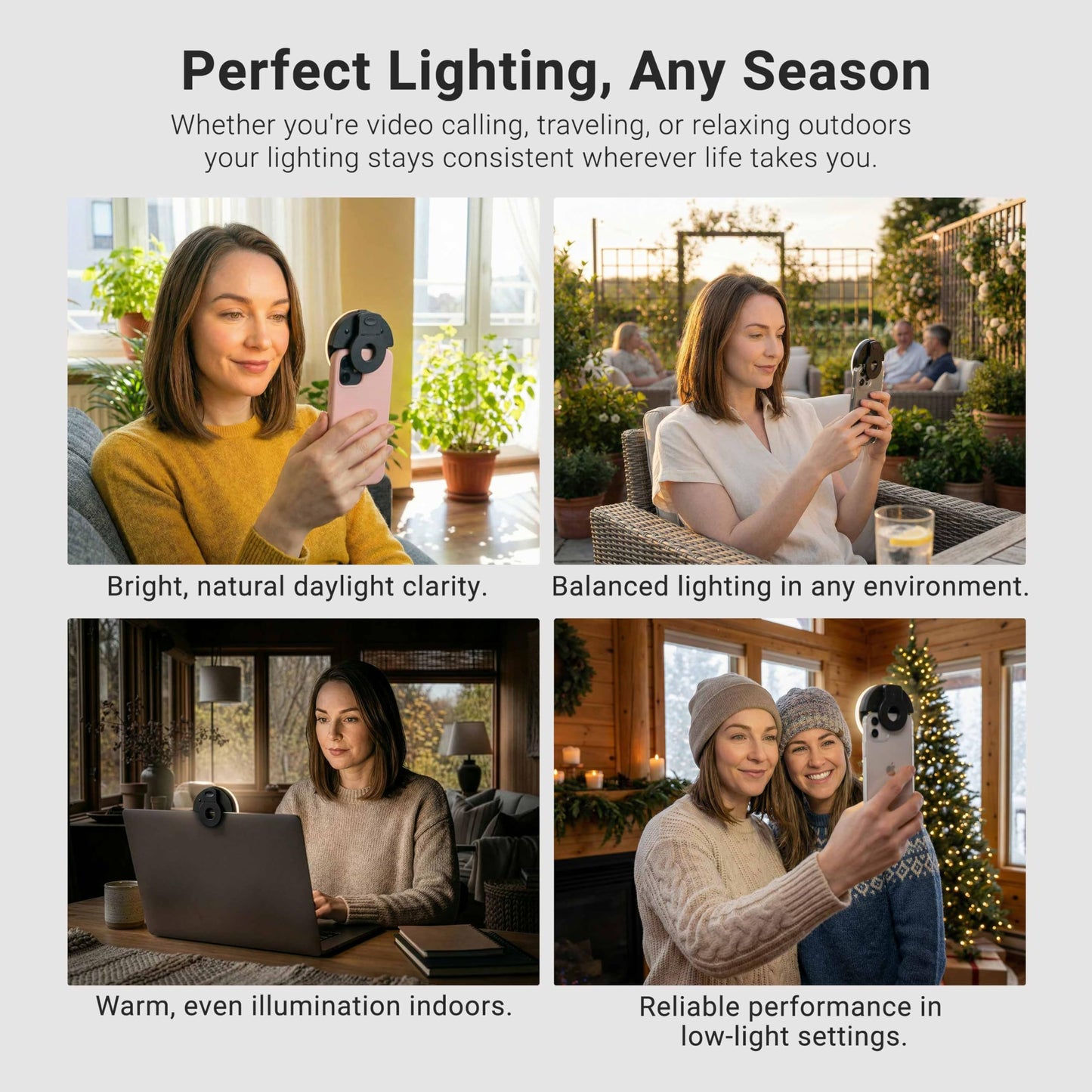 ARKON Mounts Rechargeable Phone Selfie Light | 40 High Power LEDs | Color Accurate | 3 Light Modes | Ring Light for Phone, Laptop, iPhone, IPad, Video