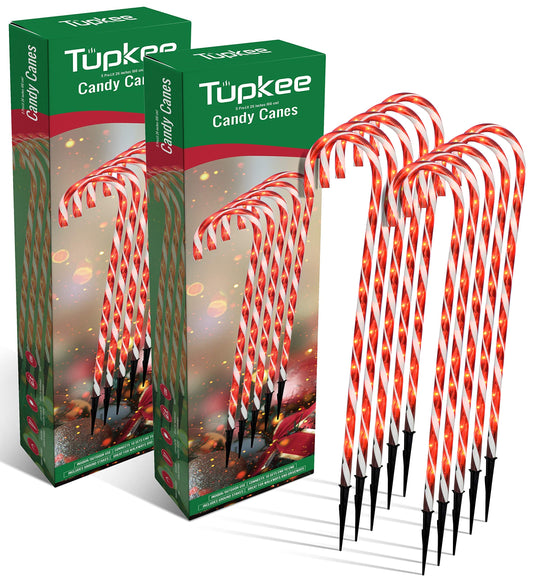 Tupkee Pre-Lit Candy Cane Decorations -Pathway Christmas Lights, 26-Inches (66 cm), Set of 5, Outdoor Christmas Decorations Yard Candycane Peppermint