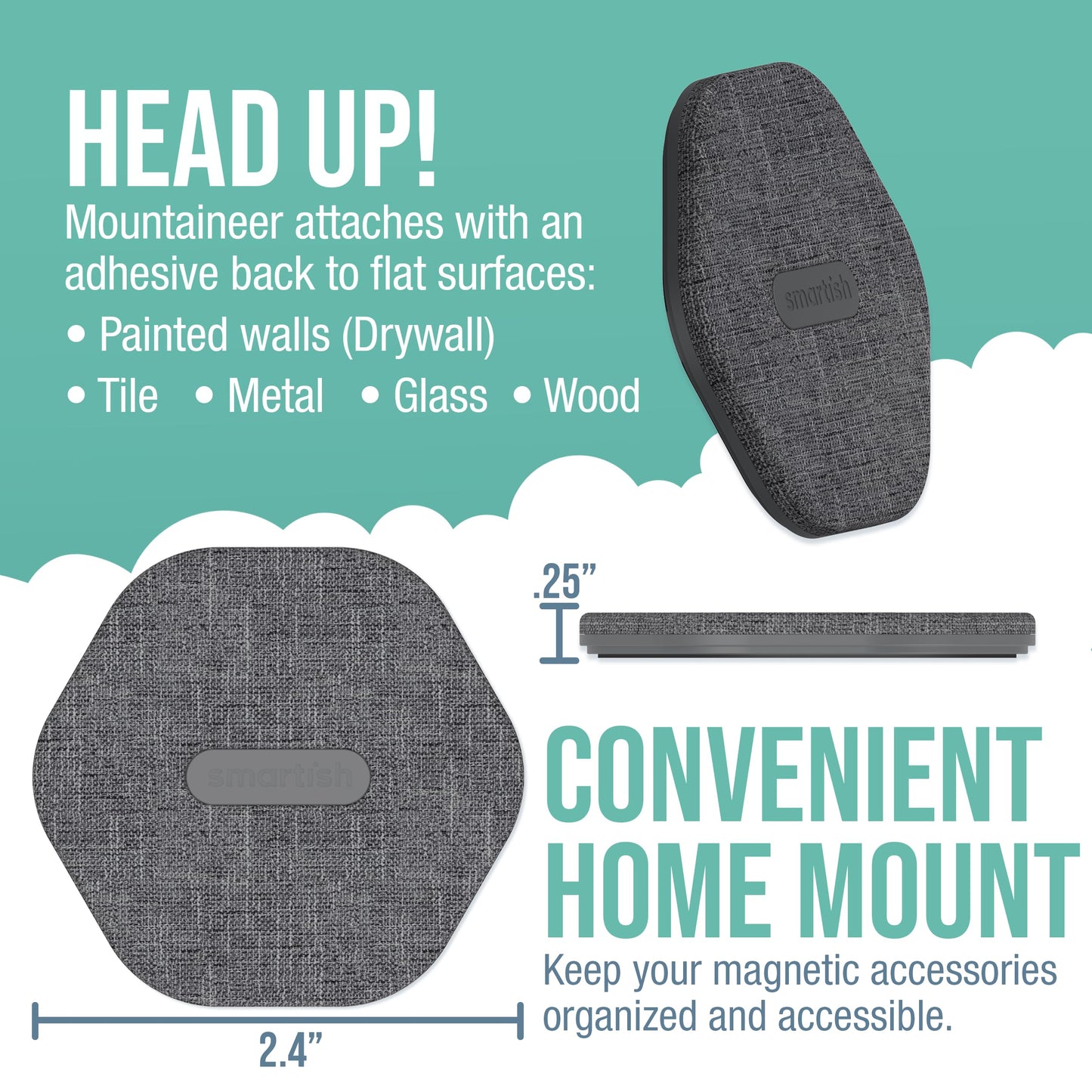 Smartish® MagSafe Mountaineer Wall Mount - Compatible with Apple iPhone 17/16/15/14/13 - Magnetic Stick on Adhesive Phone Holder - Extra Strength