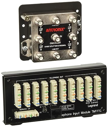 Legrand - OnQ Home Security Combo Module, 8x10 Basic Combo Module with RJ31x Line Seizure Port for Security Installations, 8-Way 1 GHz Passive Digital