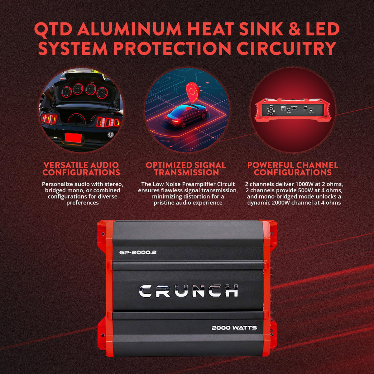 Crunch Ground Pounder GP-2000.2 2000 Watt 2 Channel Amplifier