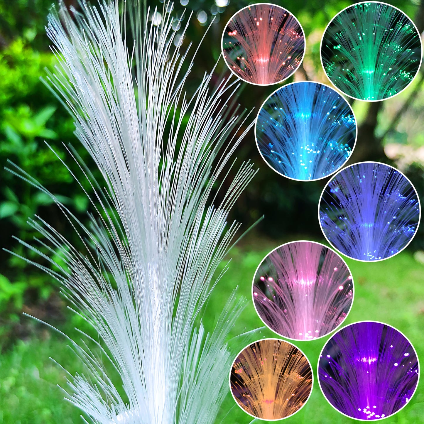 RCTTICUU Solar Highland Cow Garden Decor -Resin Highland Cows Figurines Lights and Colour Changing Optical Fiber with Solar LED Lights,Outdoor Statues
