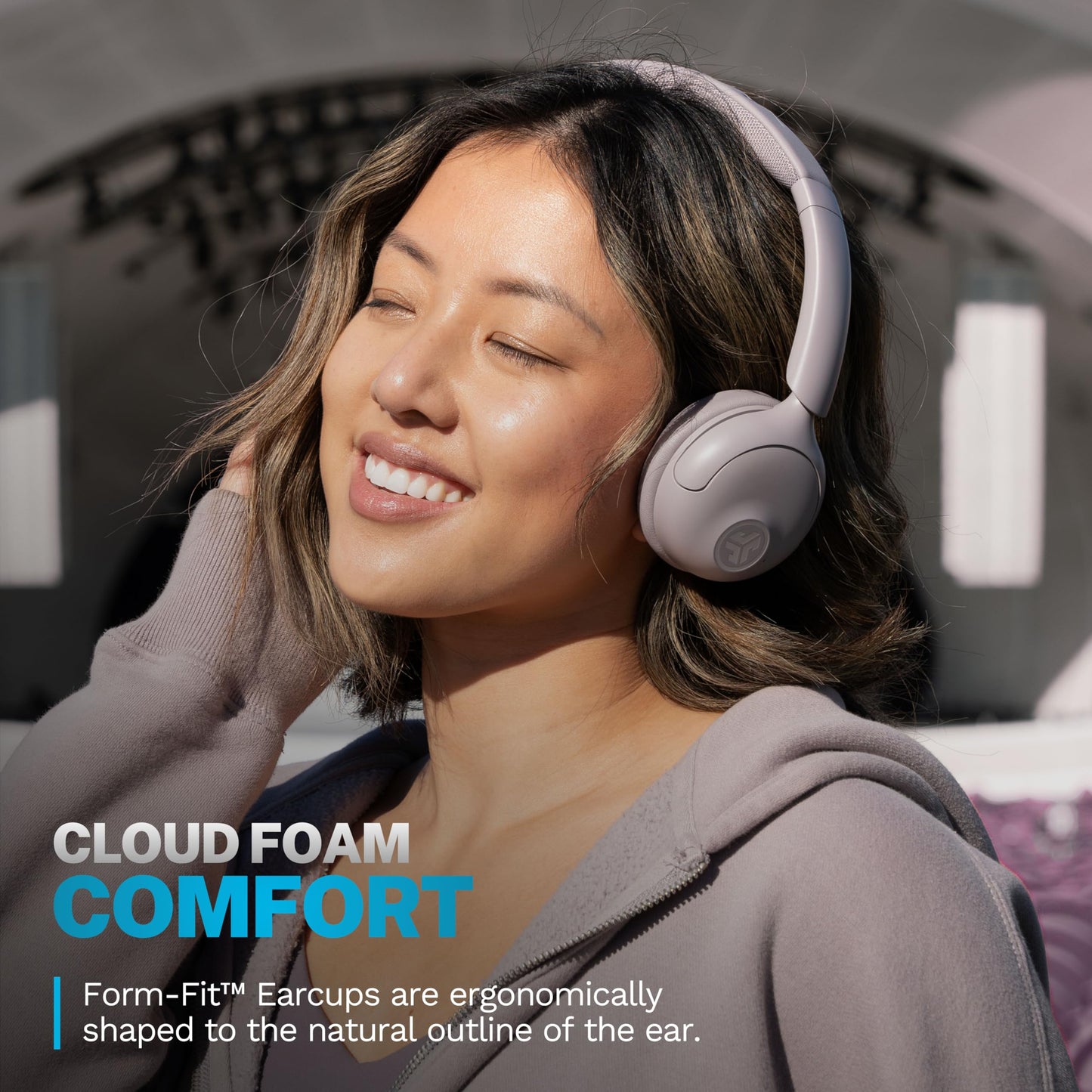 JLab, Go Lux ANC, On Ear Headphones, Active Noise Cancelling, Bluetooth, MultIPoint Connection, Mauve