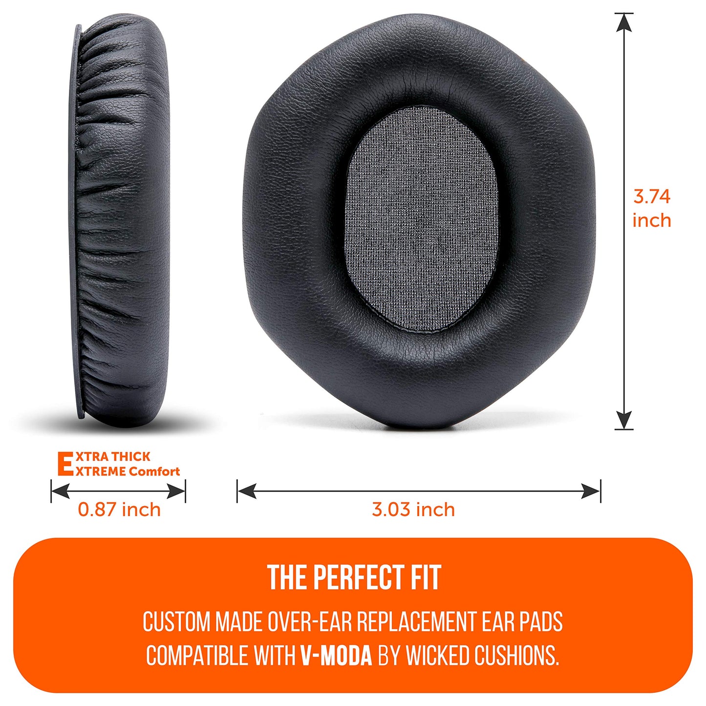 WC Wicked Cushions Replacement XL Ear Pads For Vmoda Headphones - Compatible with Vmoda M100 & Crossfade Series | Soft Leather, Luxurious Memory Foam