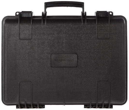 Amazon Basics Portable Hard Camera Case for DSLR Equipment, Customizable Fit, Protective Water Resistant, Medium, Black, 18"L x 14"W x 6"H