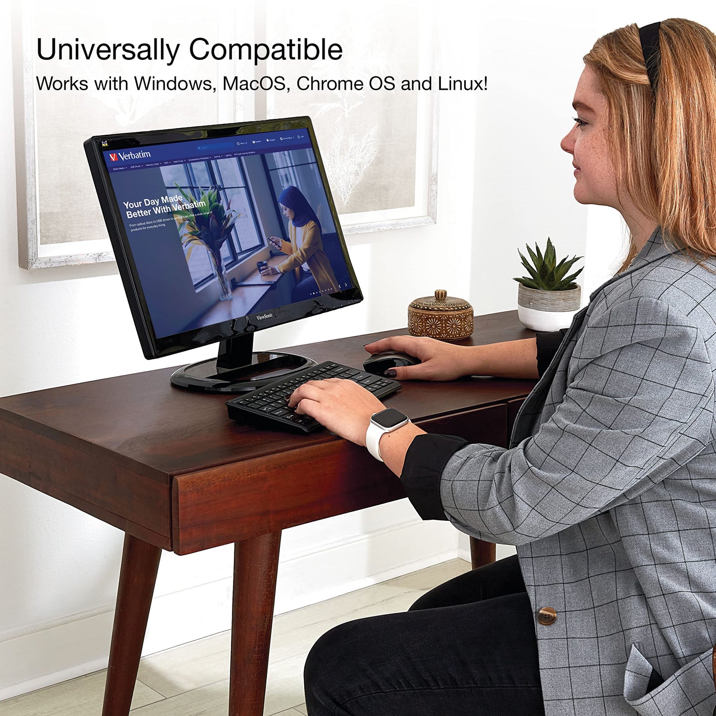 Verbatim Wireless Keyboard and Mouse Combo Compact Silent 2.4GHz Lag-Free Wireless Mouse and Keyboard Combo with USB Nano Receiver for Laptop, PC